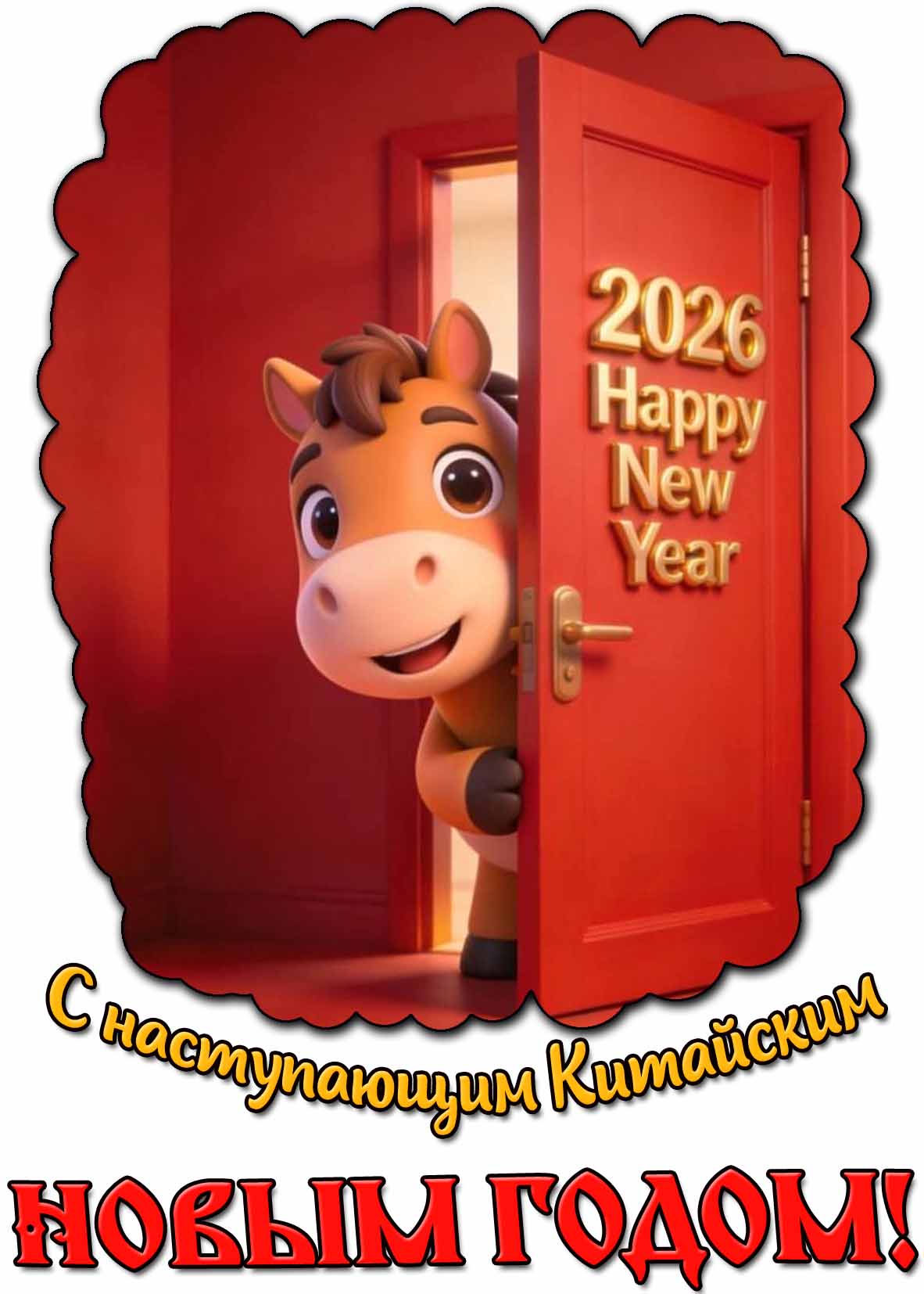 Прикольная открытка с наступающим Китайским Новым годом 2026
