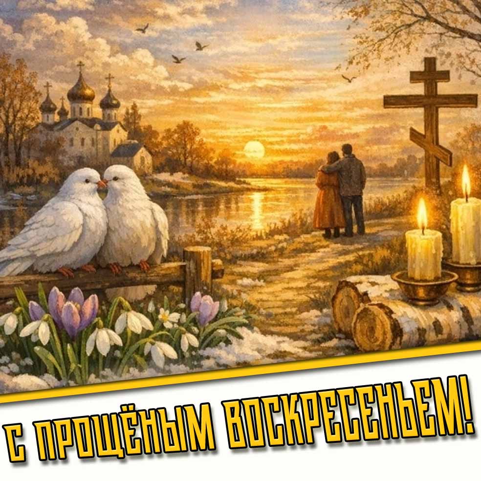 Красивая открытка с прощёным воскресеньем