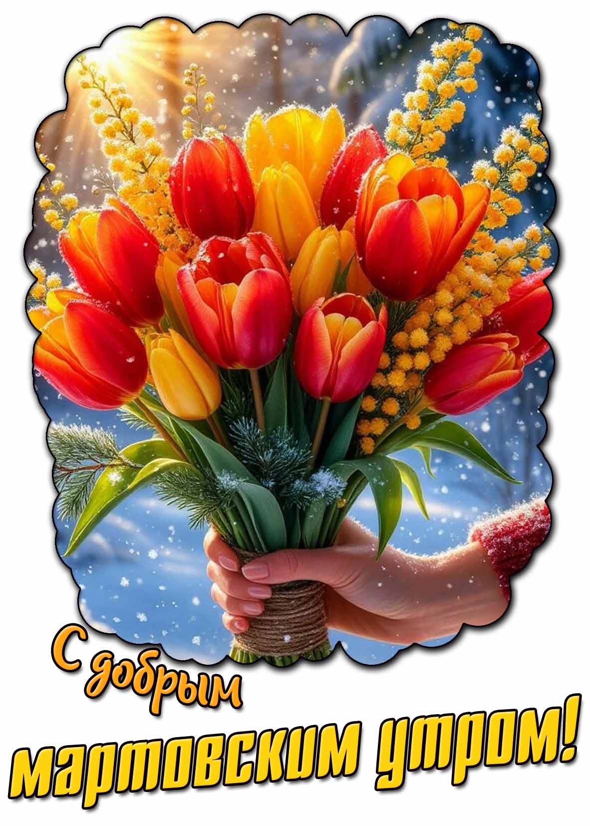 С добрым мартовским утром! - картинка с тюльпанами