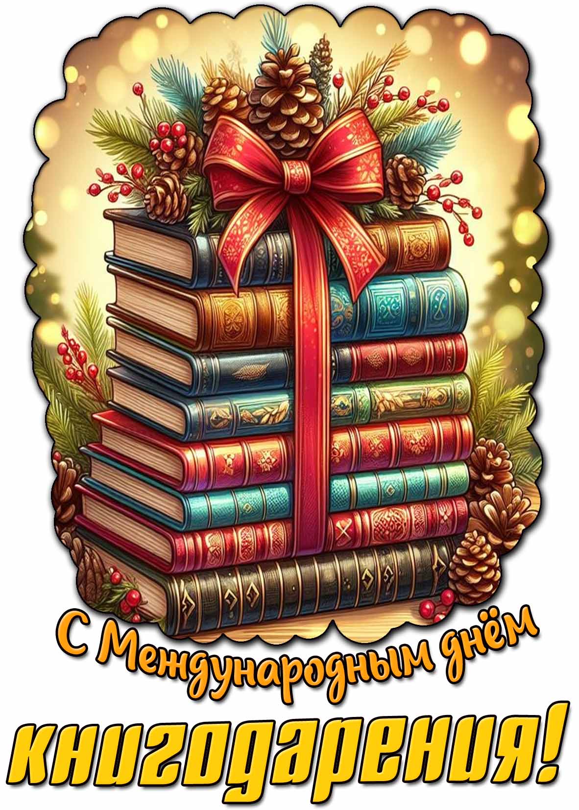 Красивая открытка с Международным днём книгодарения