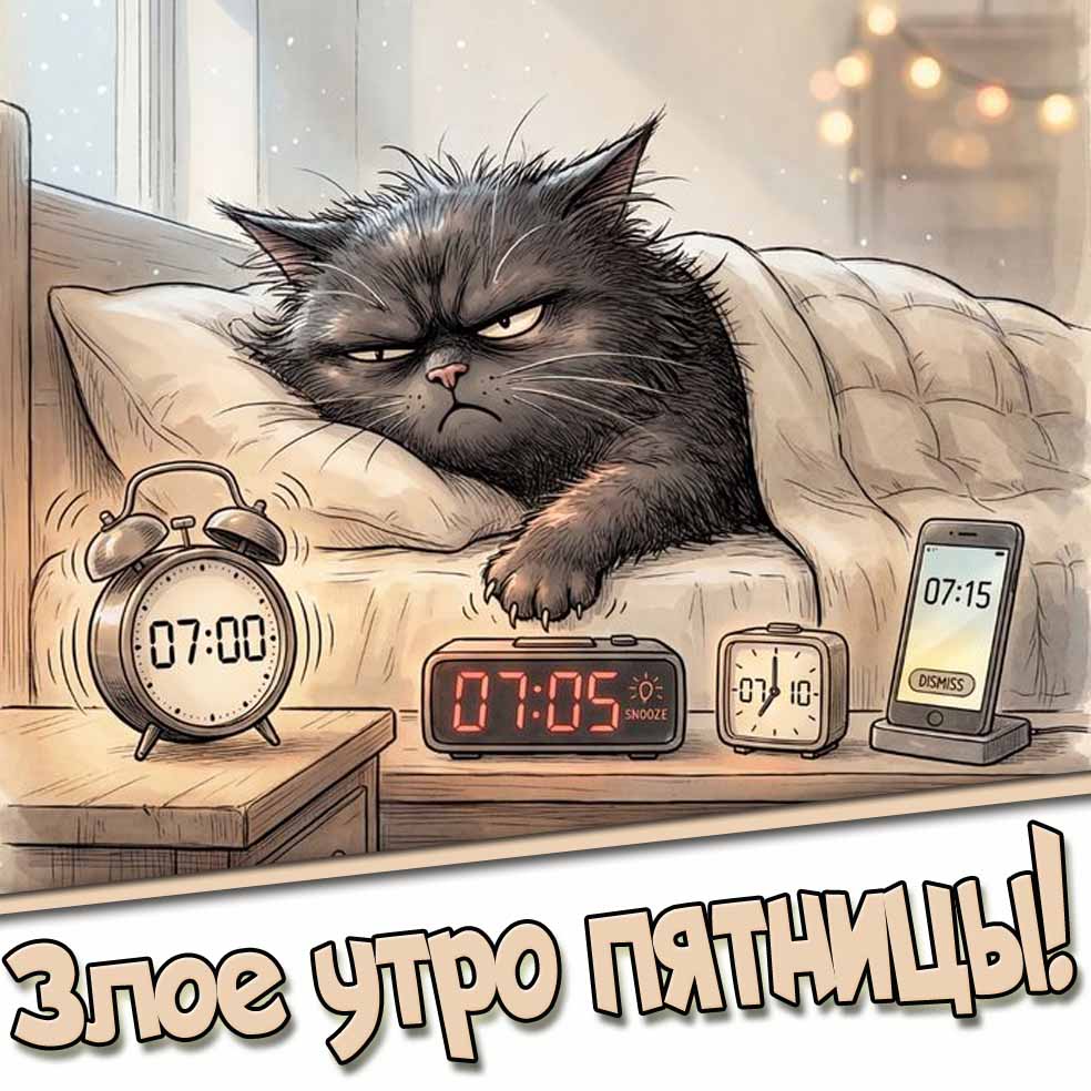 Смешная открытка "Злое утро пятницы!"