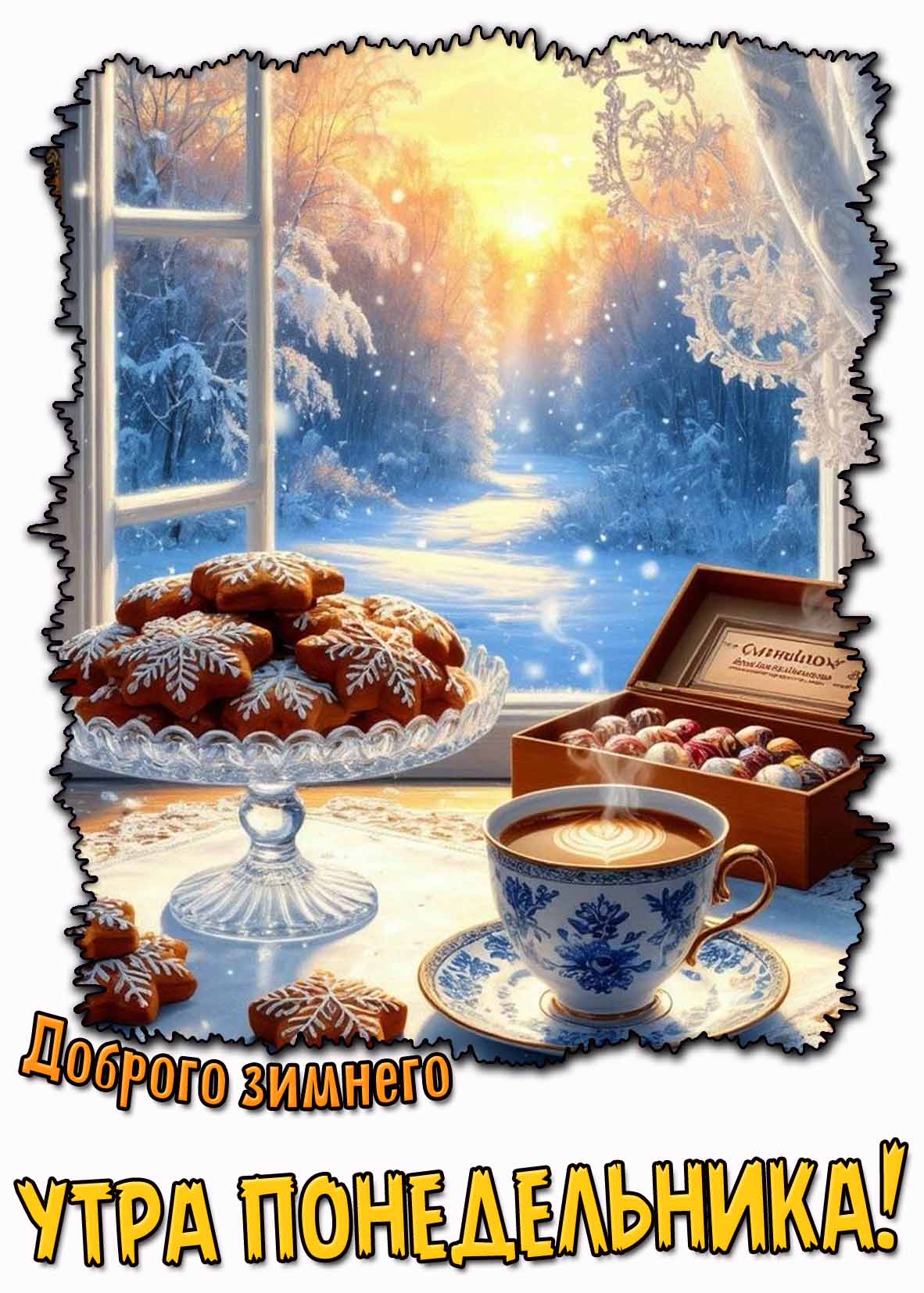 Красивая картинка доброго зимнего утра понедельника