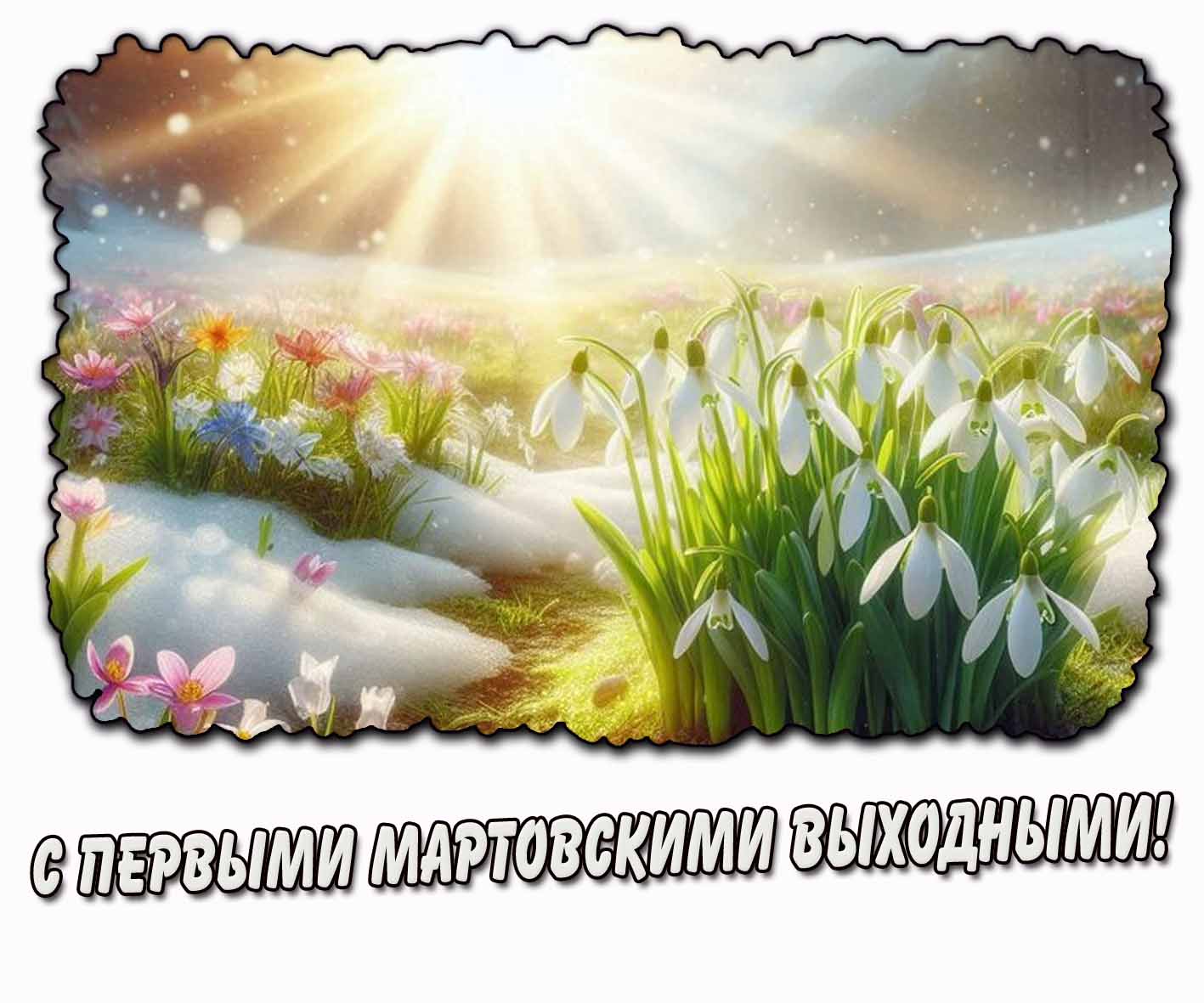 С первыми мартовскими выходными! - картинка с подснежниками