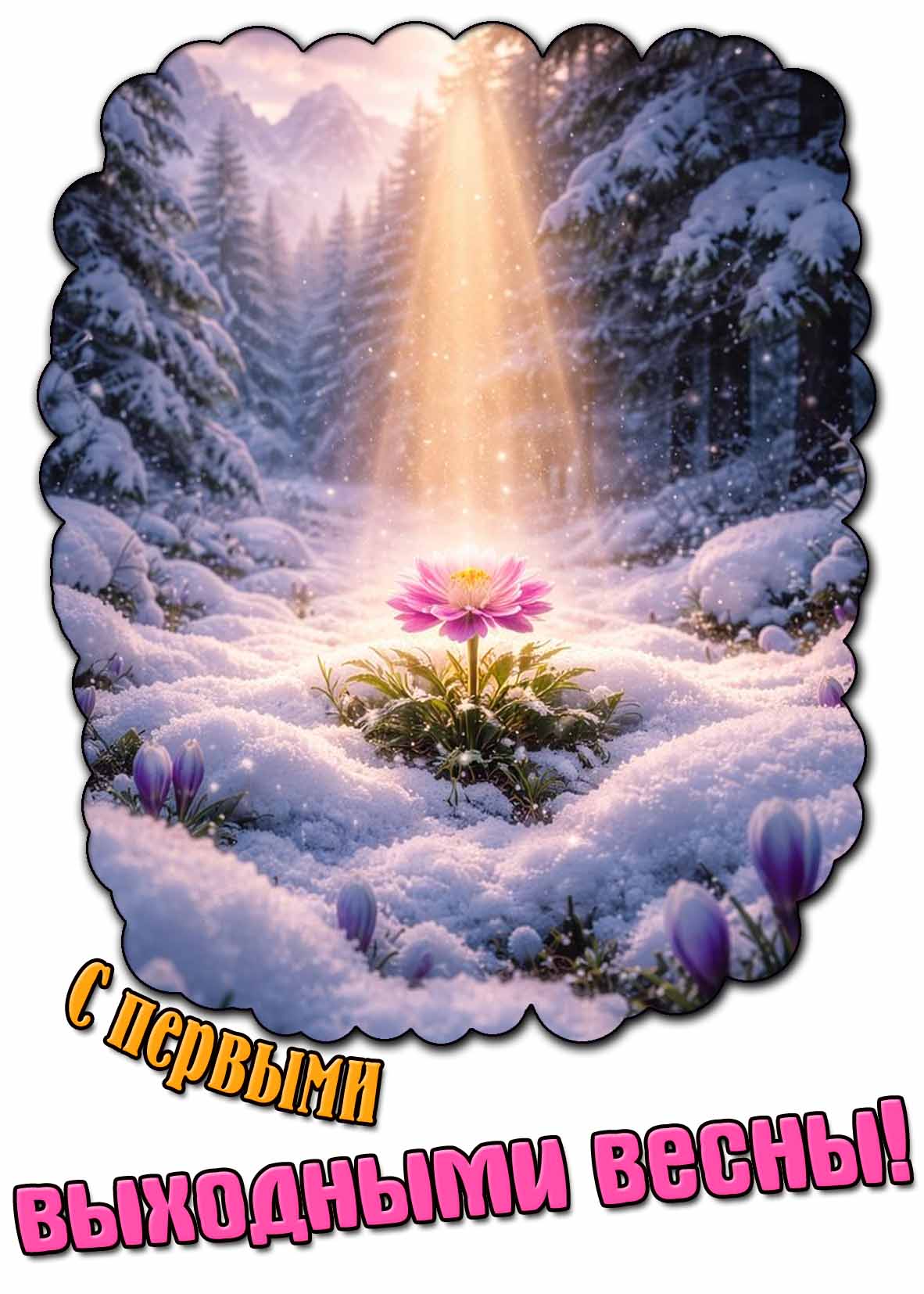 Открытка с первыми выходными весны