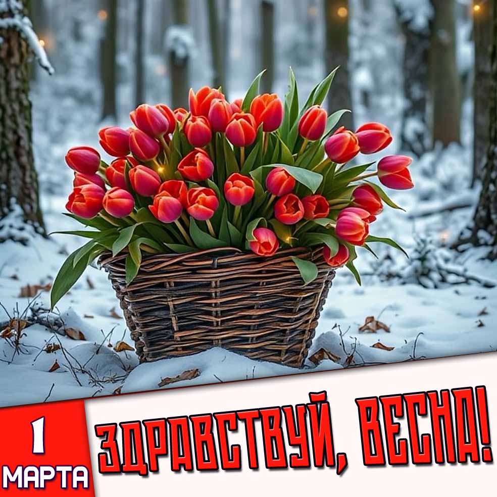 Открытка 1 Марта - Здравствуй, весна!