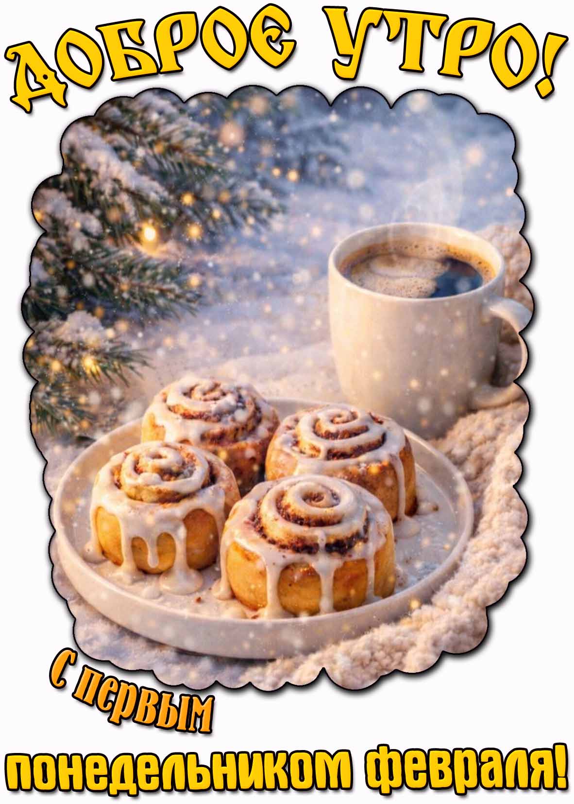 Открытка "Доброе утро! С первым понедельником февраля!"