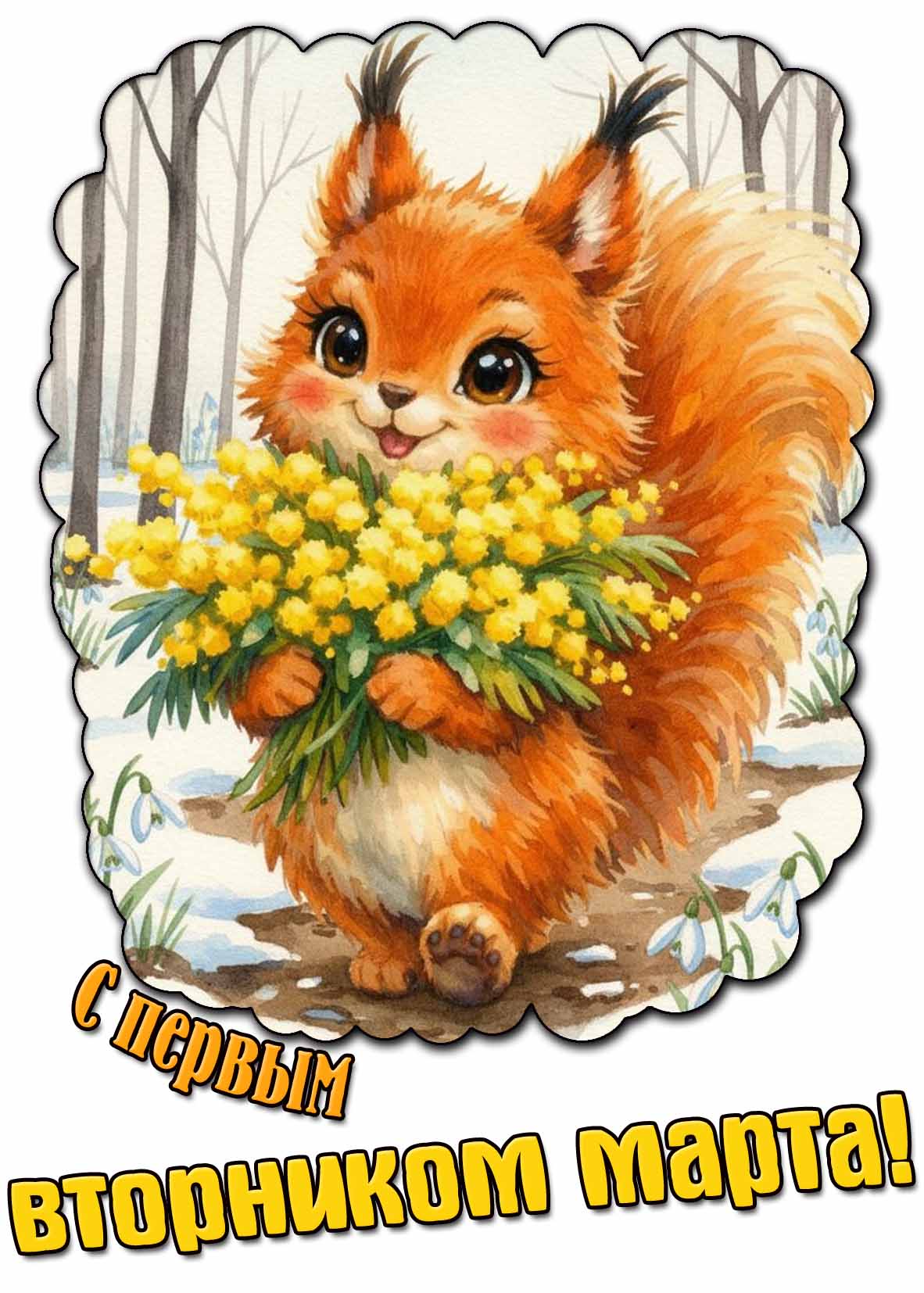 Открытка с первым вторником марта