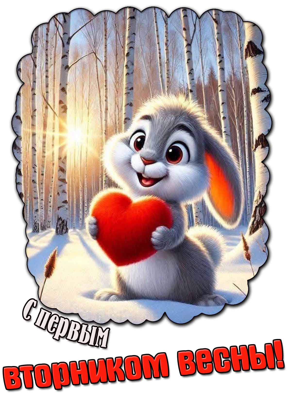 Солнечная открытка с первым вторником весны