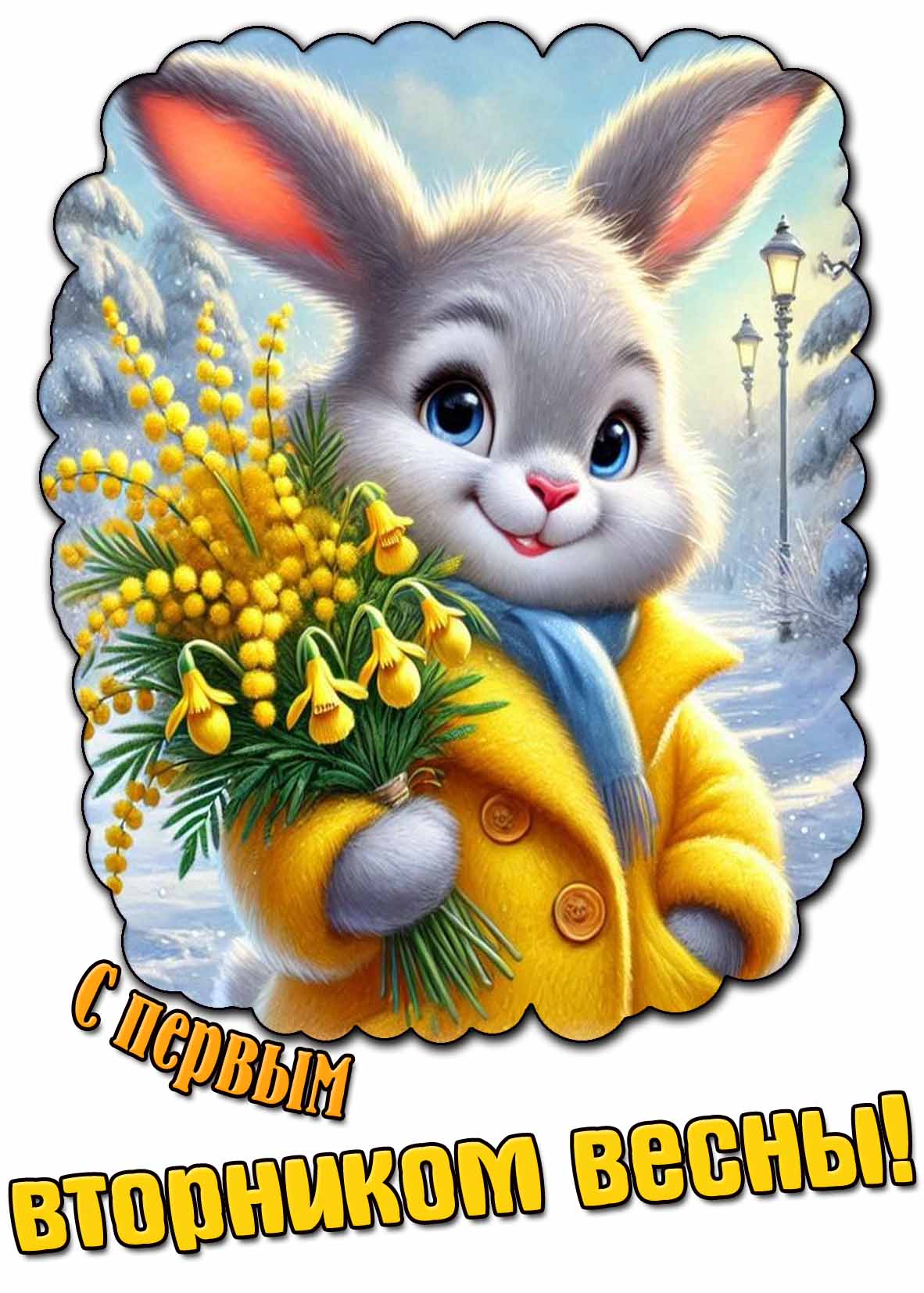 Красивая открытка с первым вторником весны