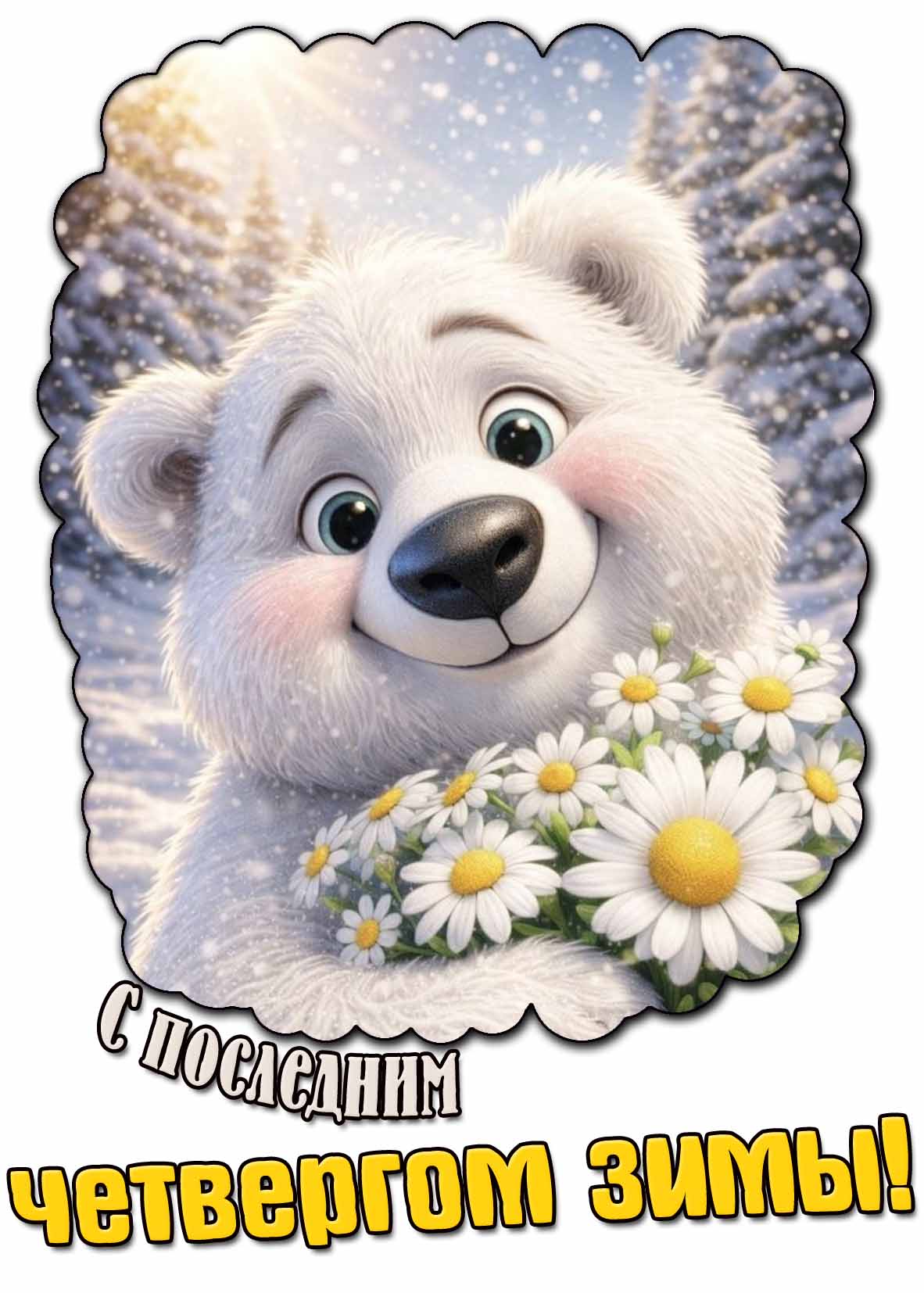 Красивая открытка с последним четвергом зимы