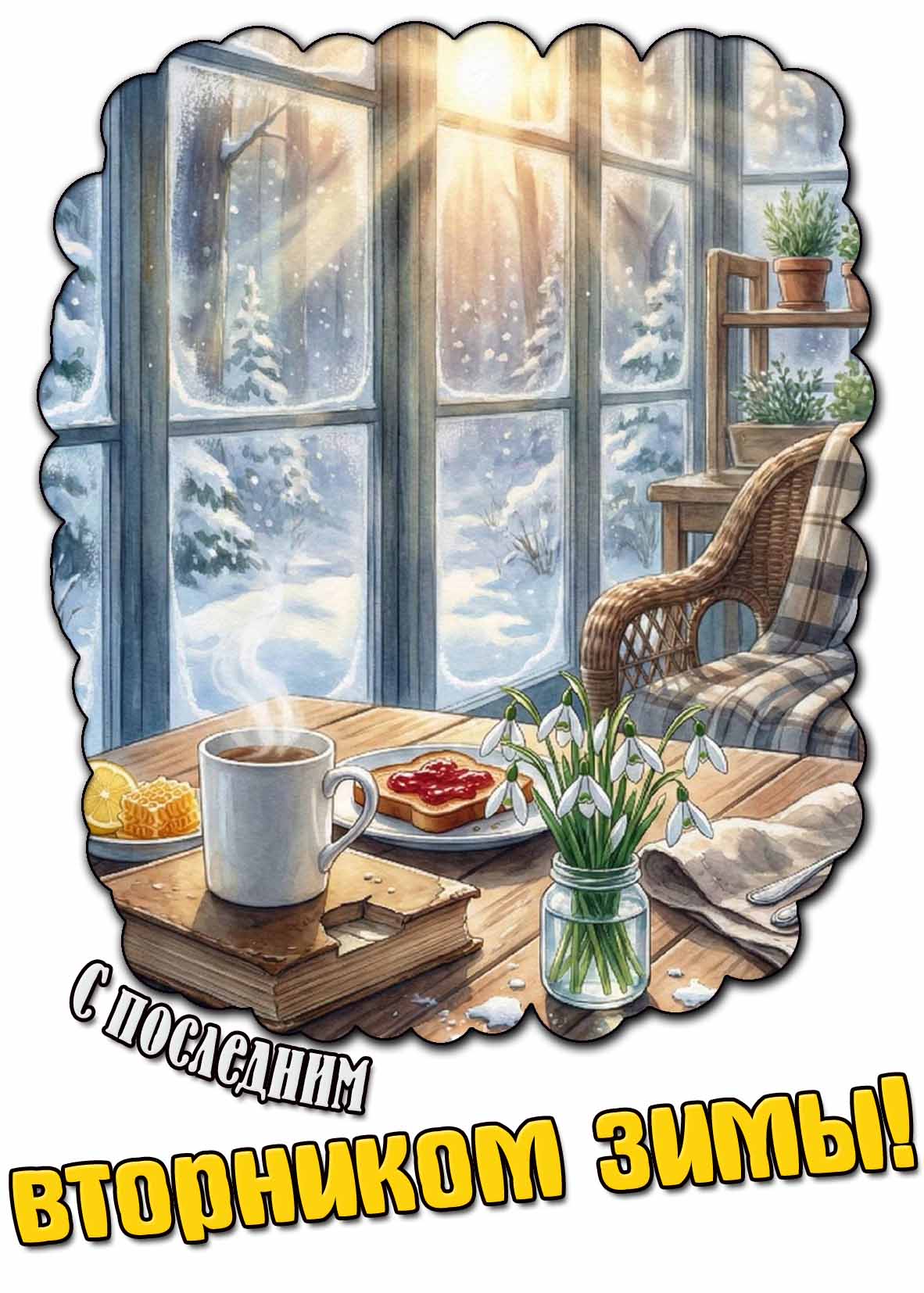 Красивая открытка с последним вторником зимы