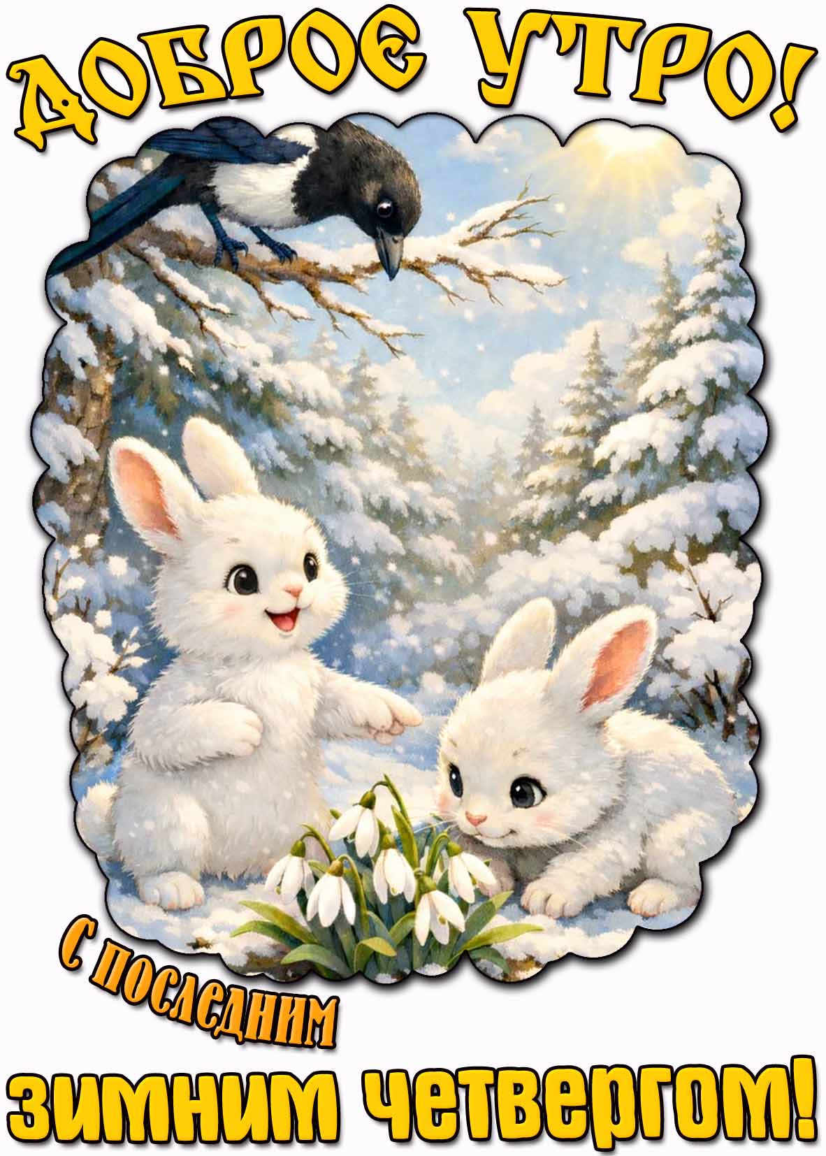 Открытка "Доброе утро! С последним зимним четвергом!"