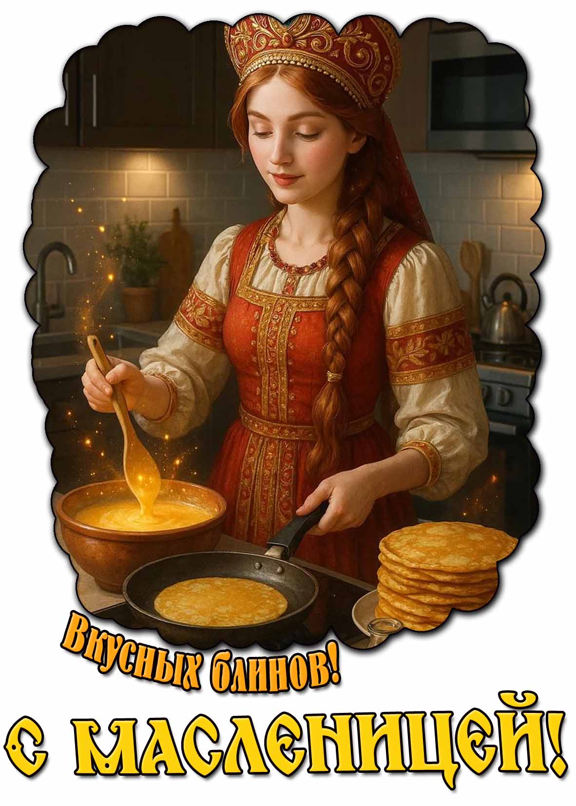Открытка "Вкусных блинов! С Масленицей!"