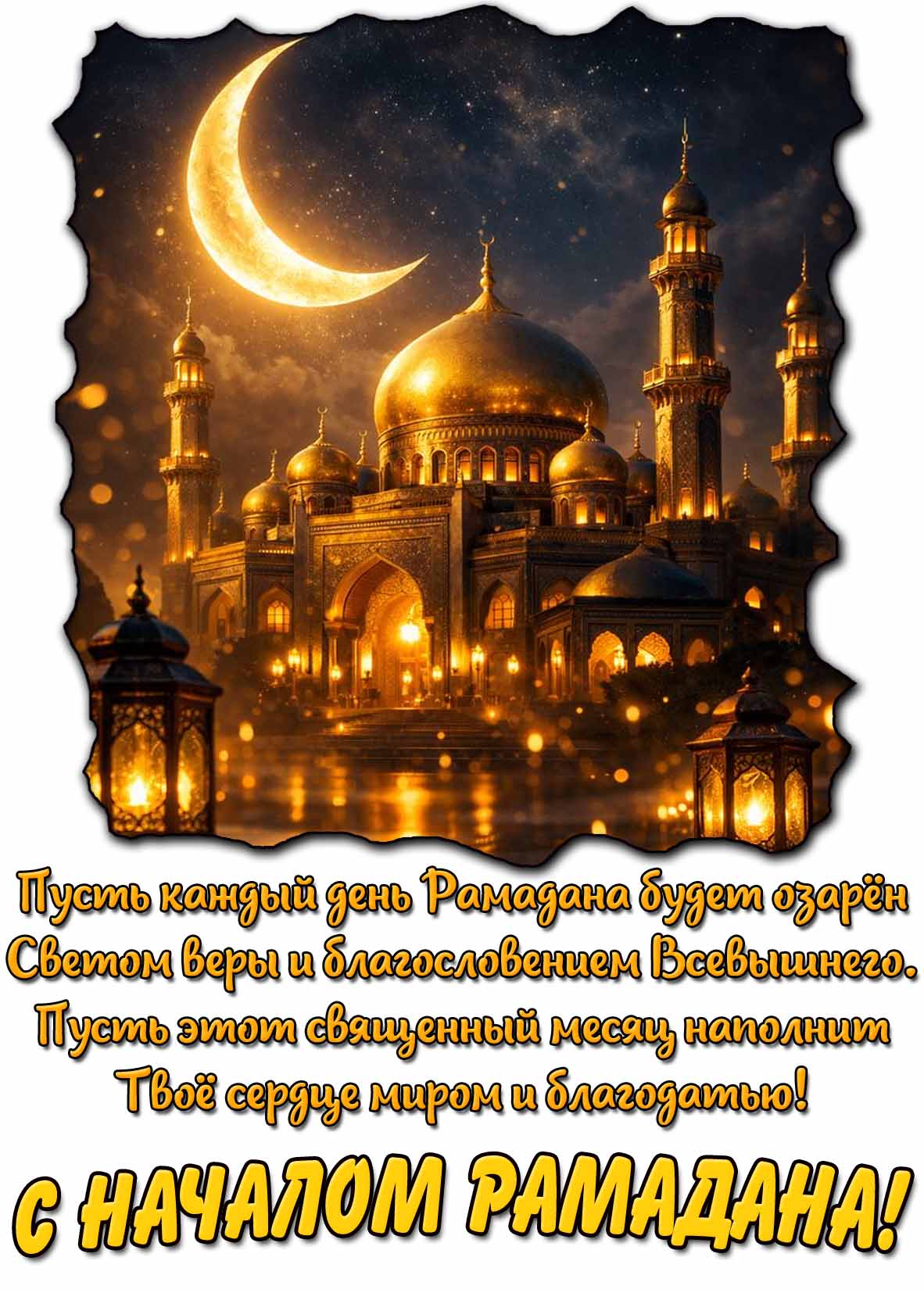 Открытка - поздравление с началом Рамадана