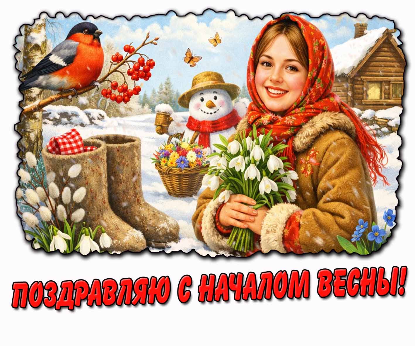 Красивая открытка "Поздравляю с началом весны!"