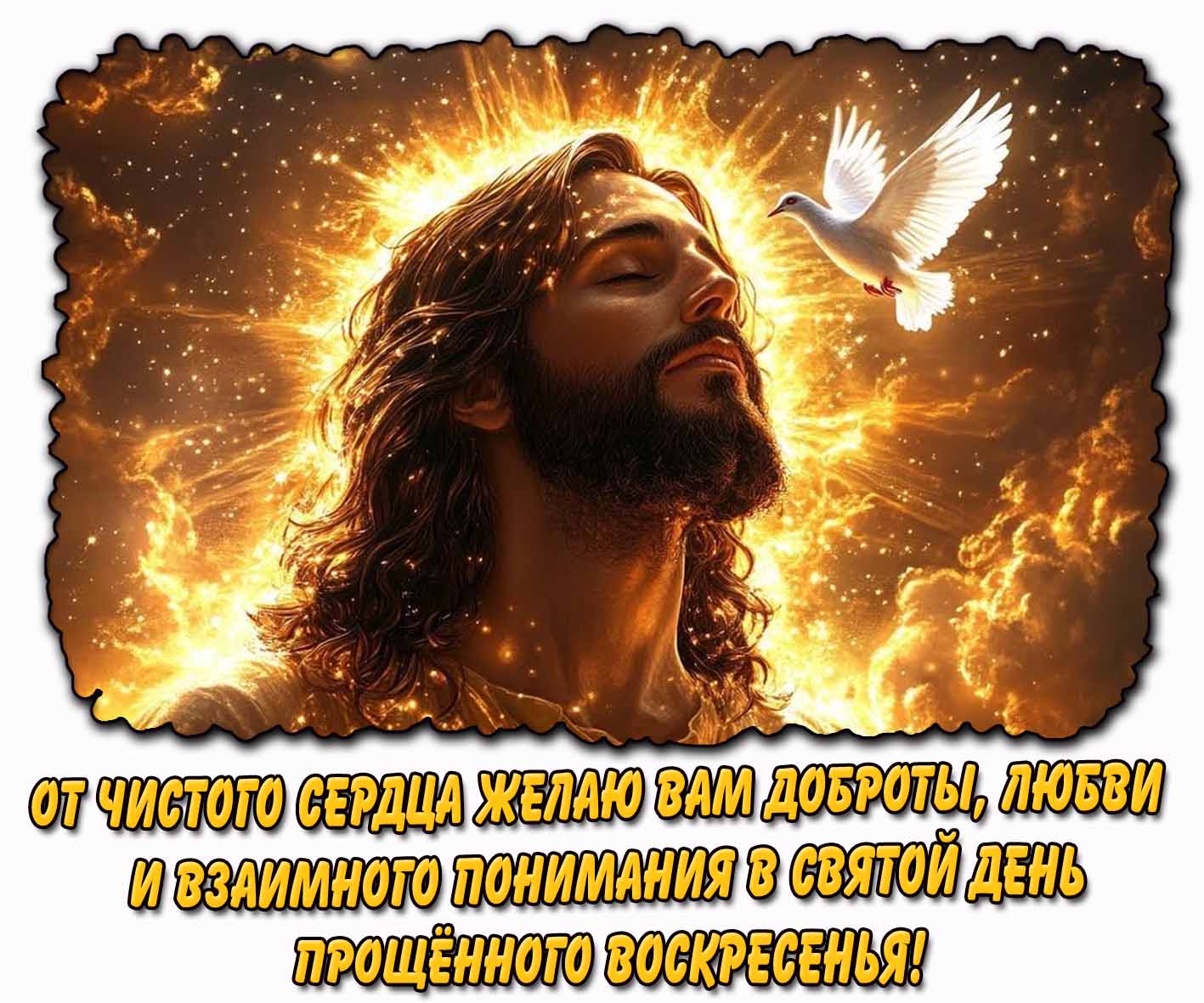 Открытка "От чистого сердца желаю вам доброты, любви и взаимного понимания в святой день Прощённого воскресенья!"