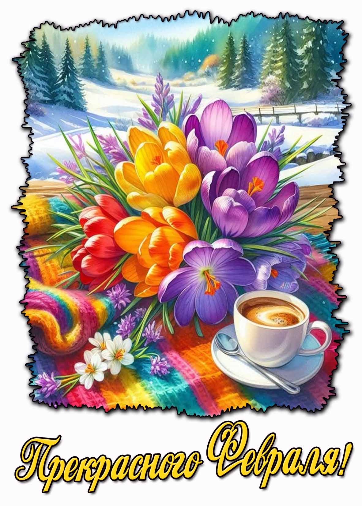 Прекрасного февраля! - картинка с цветами