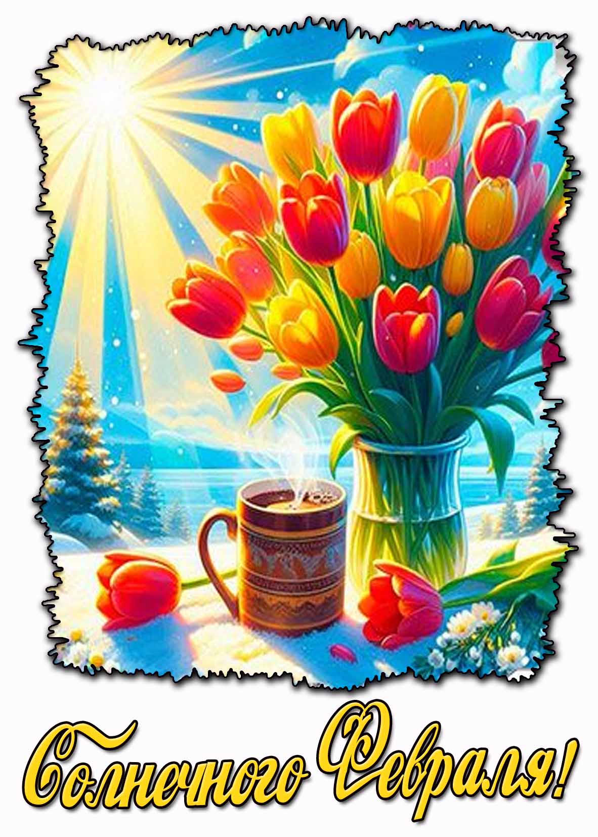 Открытка солнечного февраля