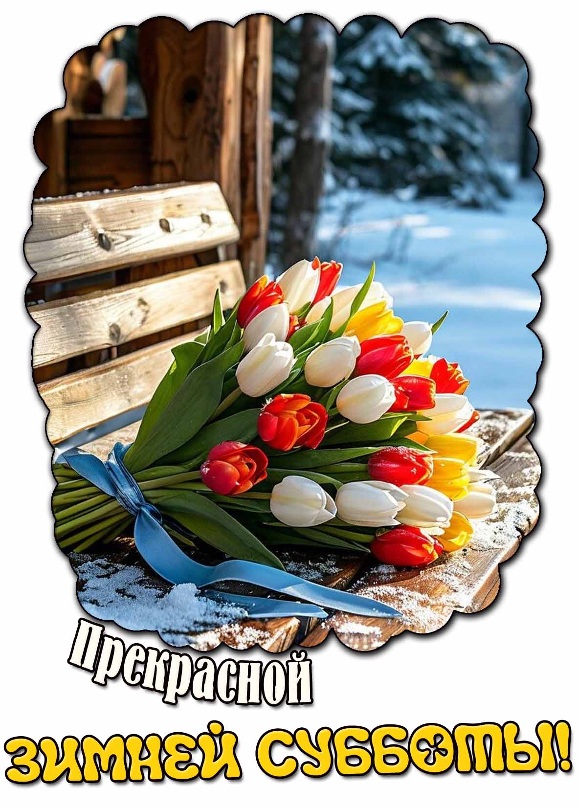 Открытка прекрасной зимней субботы