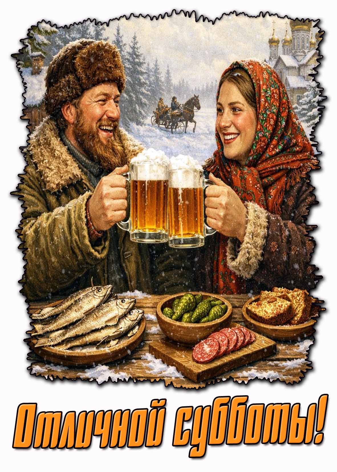 Прикольная зимняя картинка "Отличной субботы!"