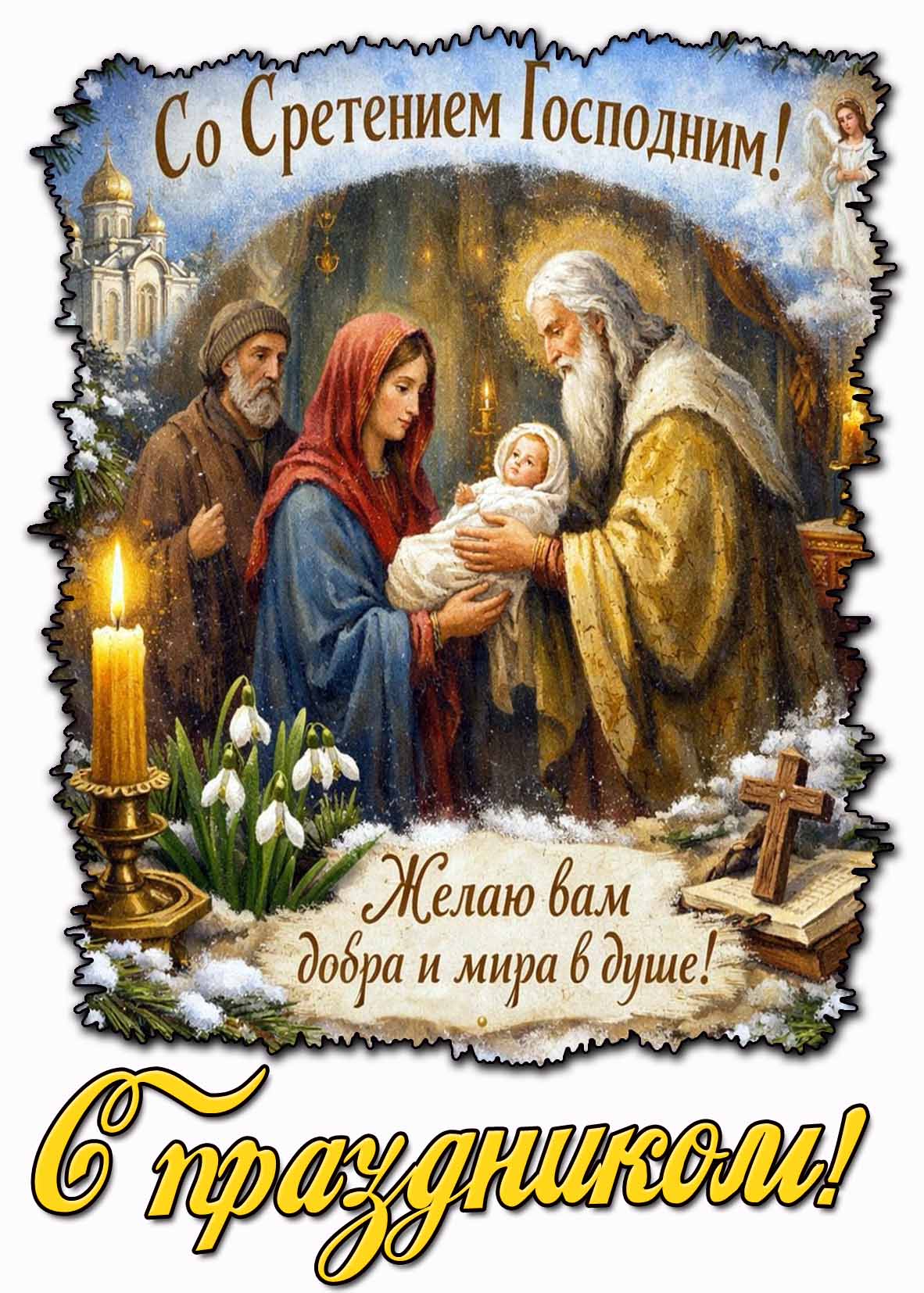 Картинка "Со Сретением Господним! Желаю Вам добра и мира в душе! С праздником!"