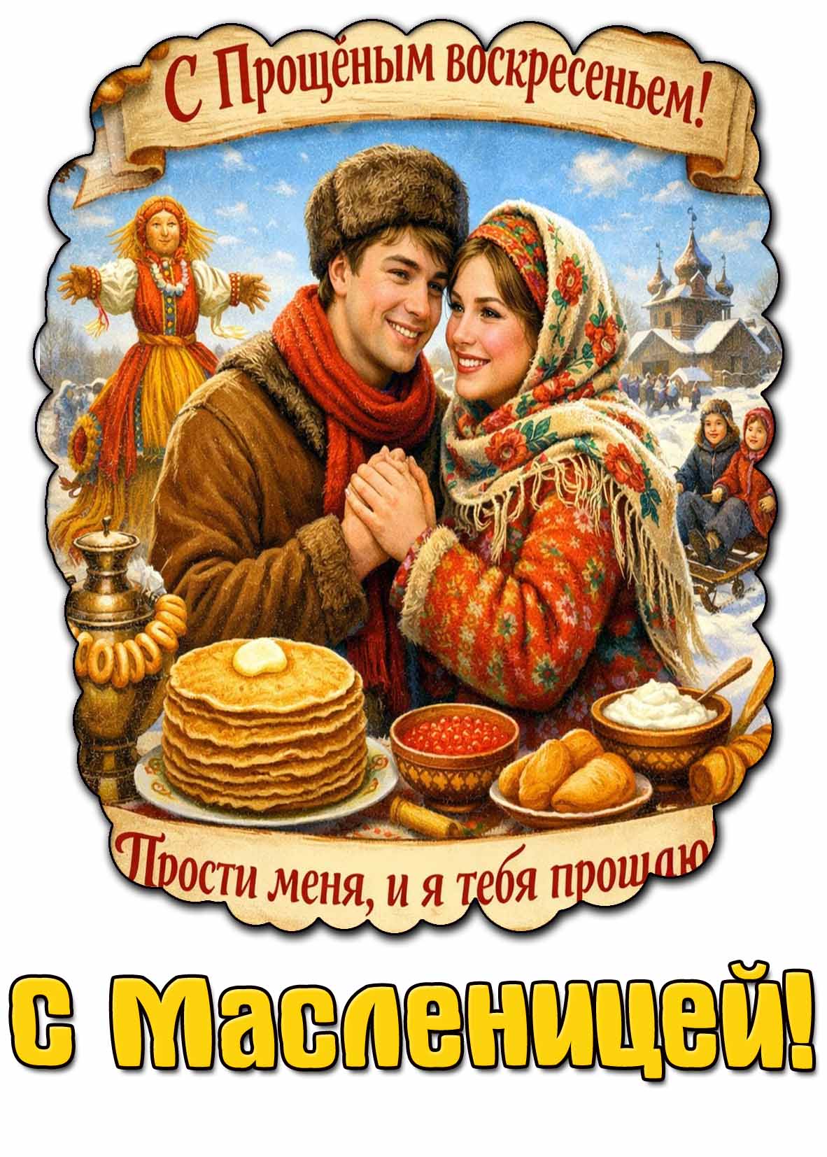 Картинка "С прощёным воскресеньем! Прости меня, и я тебя прощаю! С Масленицей!"