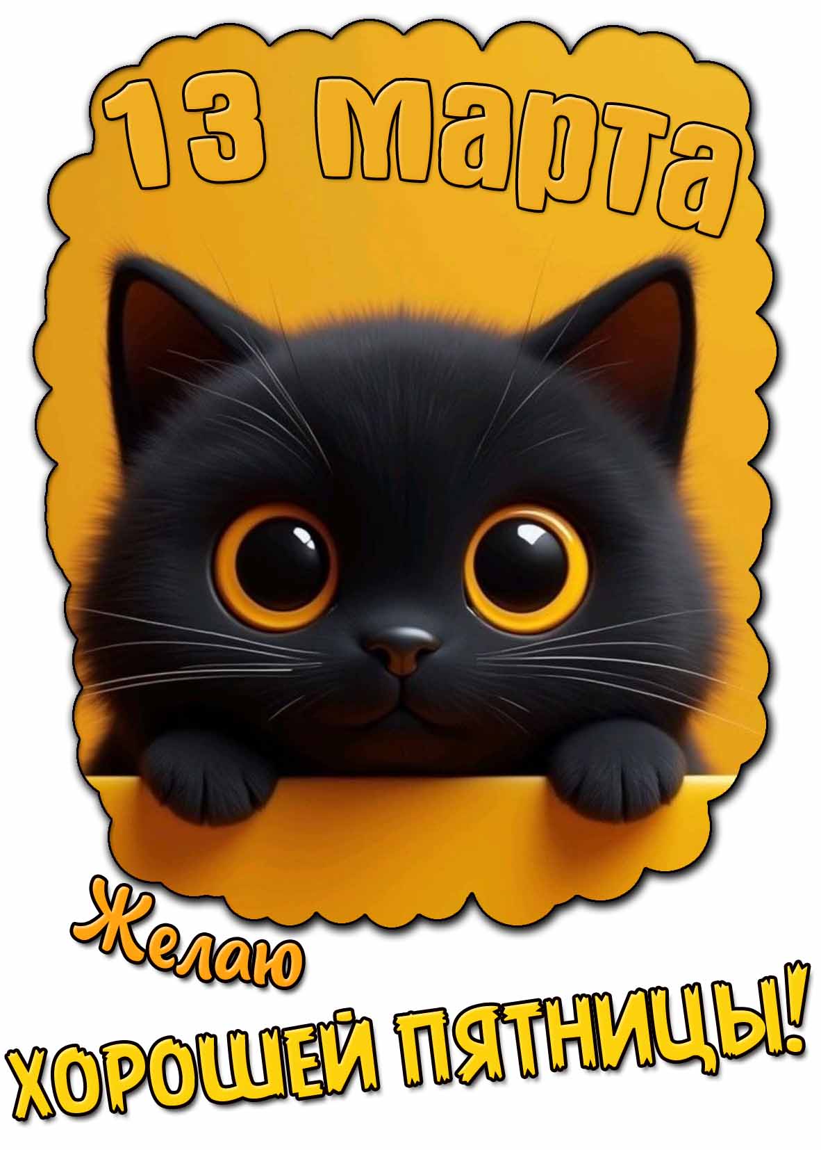 Прикольная открытка "13 марта желаю хорошей пятницы!"