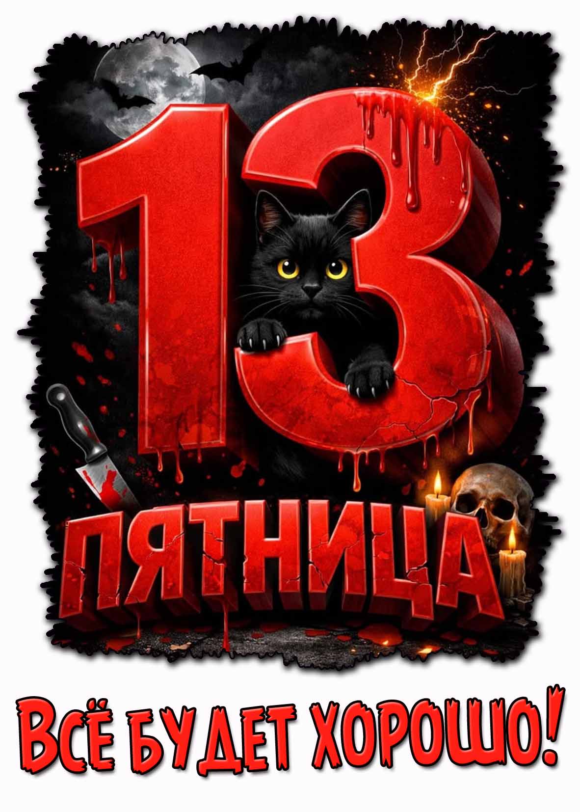 Крутая картинка "Пятница 13! Всё будет хорошо!"