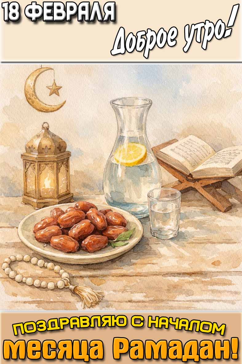 Картинка "18 февраля доброе утро! Поздравляю с началом месяца Рамадан!"