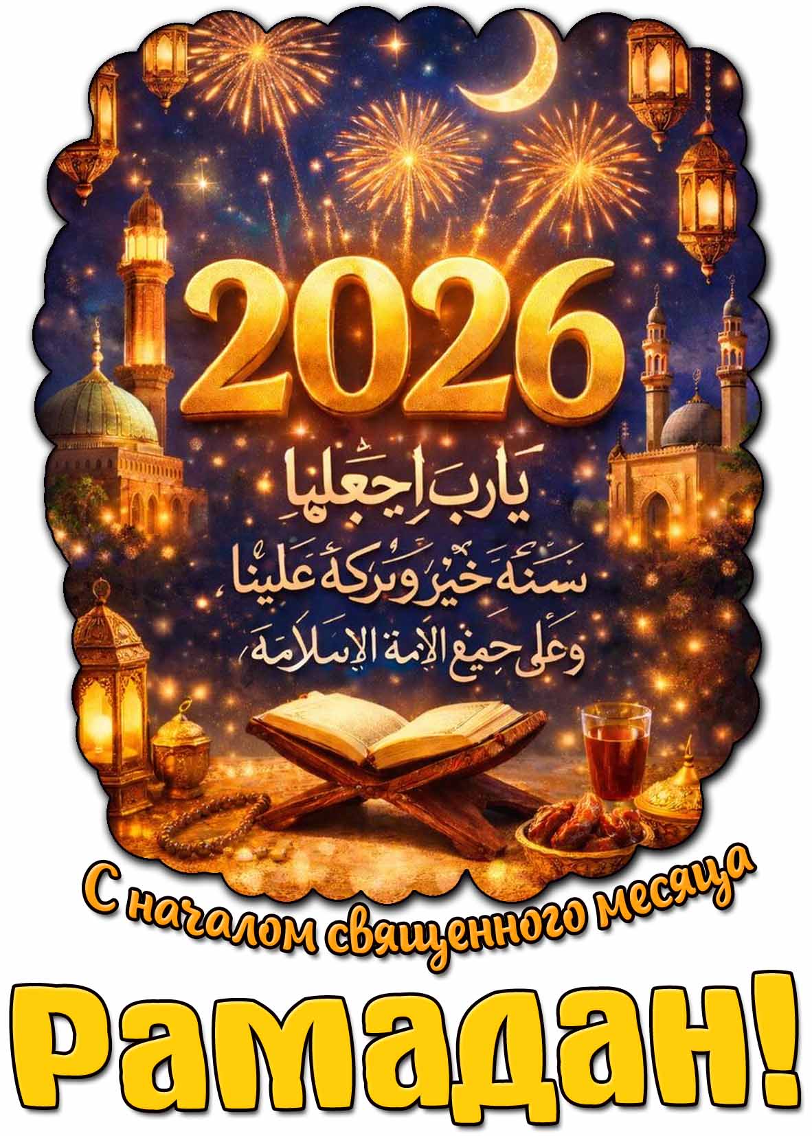 Открытка с началом священного месяца Рамадан 2026