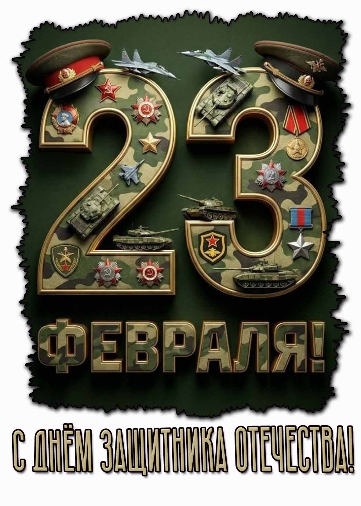 Открытка с днём защитника Отечества - 23 февраля