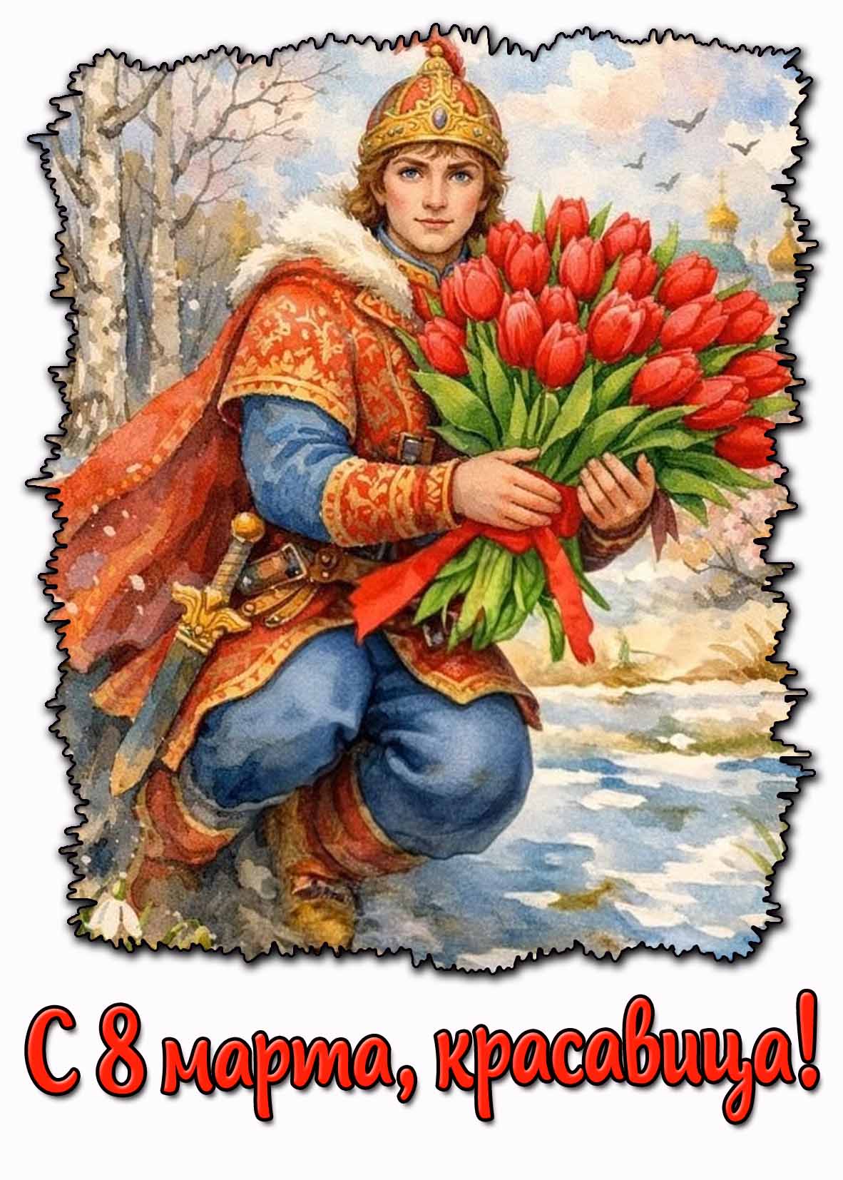 Открытка "С 8 марта, красавица!"