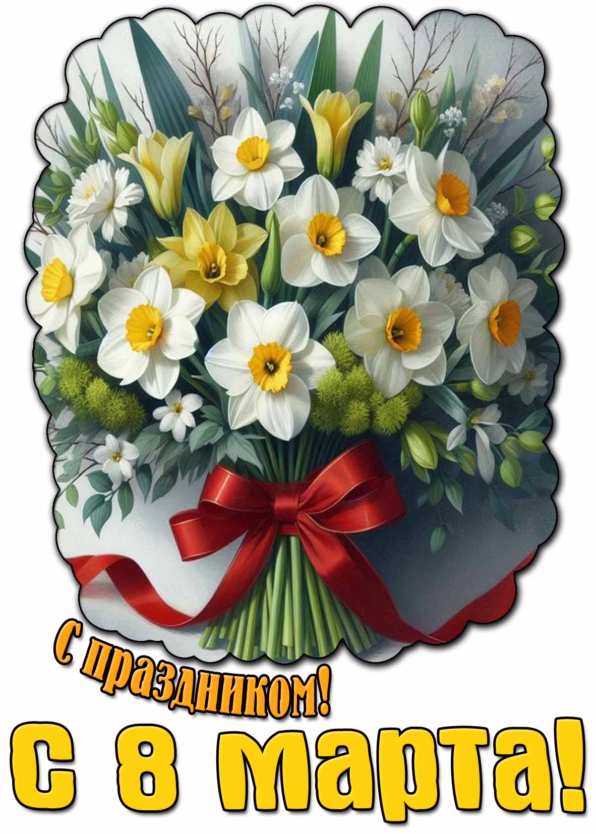 Красивая открытка "С праздником! С 8 марта!"