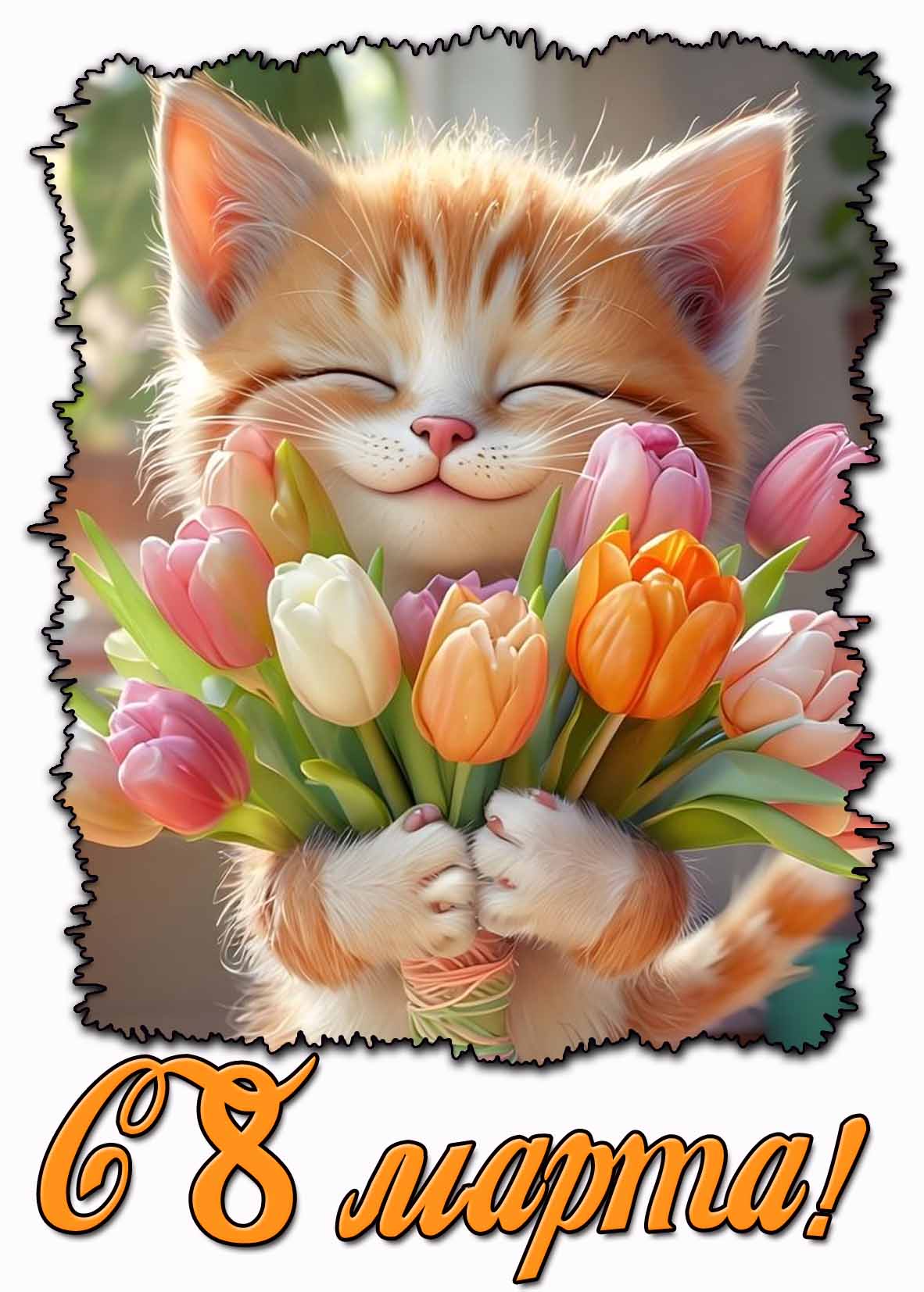 С 8 Марта! - прикольная картинка с котом