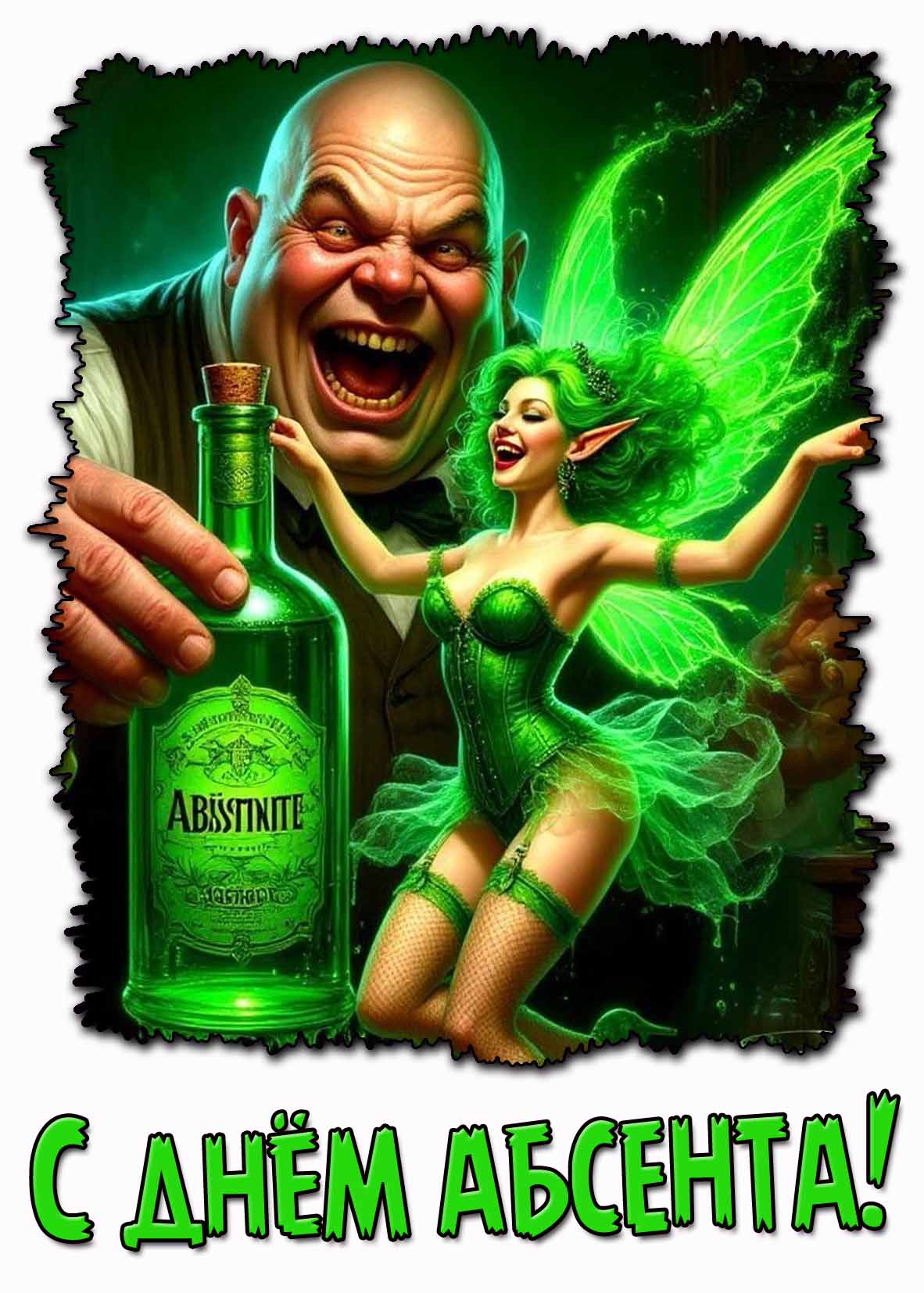 С днём абсента! - прикольная открытка