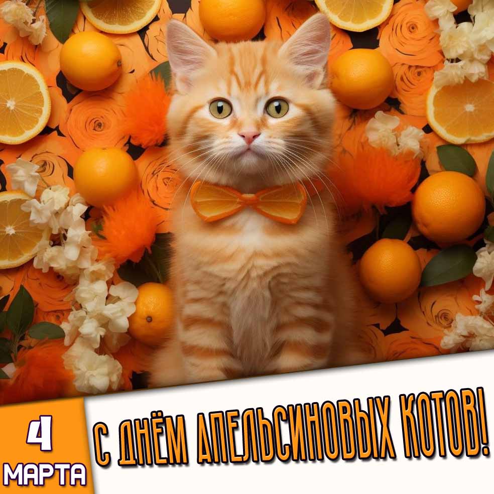 Картинка 4 марта - с днём апельсиновых котов!