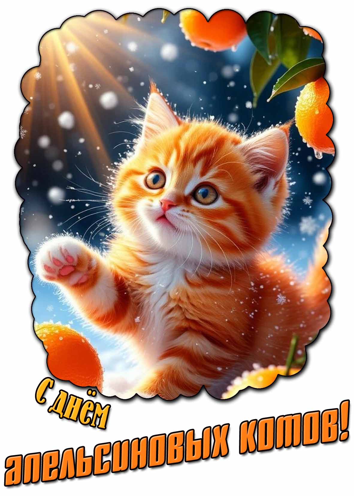 С днём апельсиновых котов! - зимняя открытка
