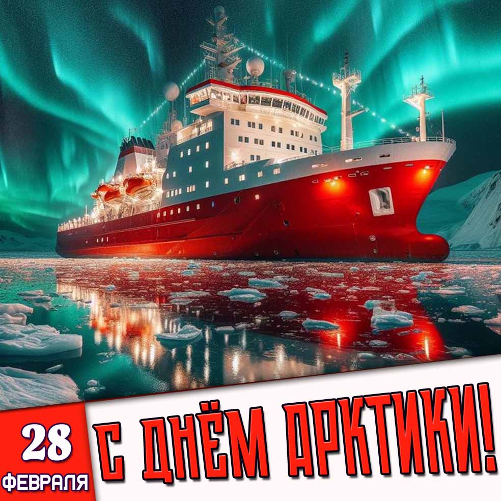 Открытка 28 февраля - с днём Арктики!