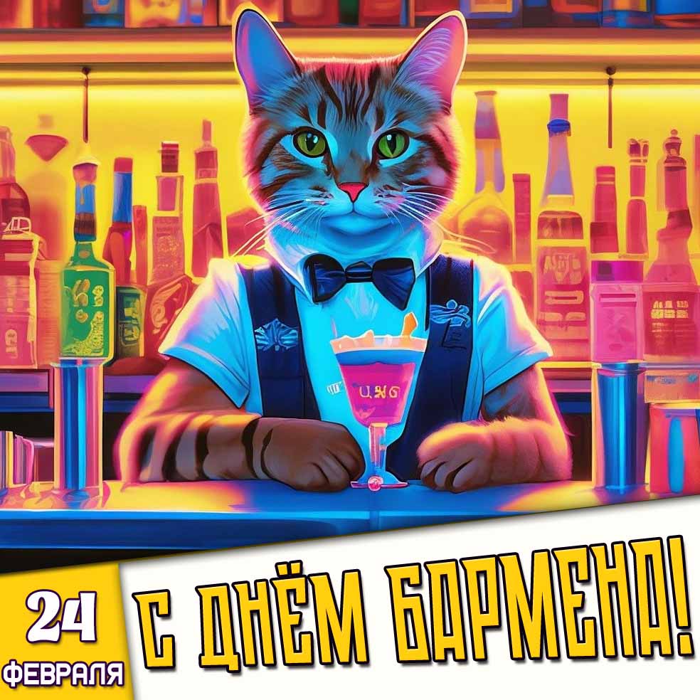 Картинка 24 февраля - с днём бармена!