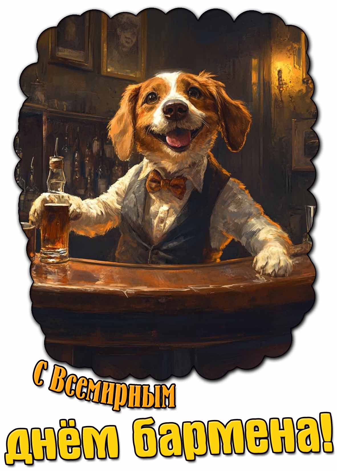 С Всемирным днём бармена! - прикольная открытка