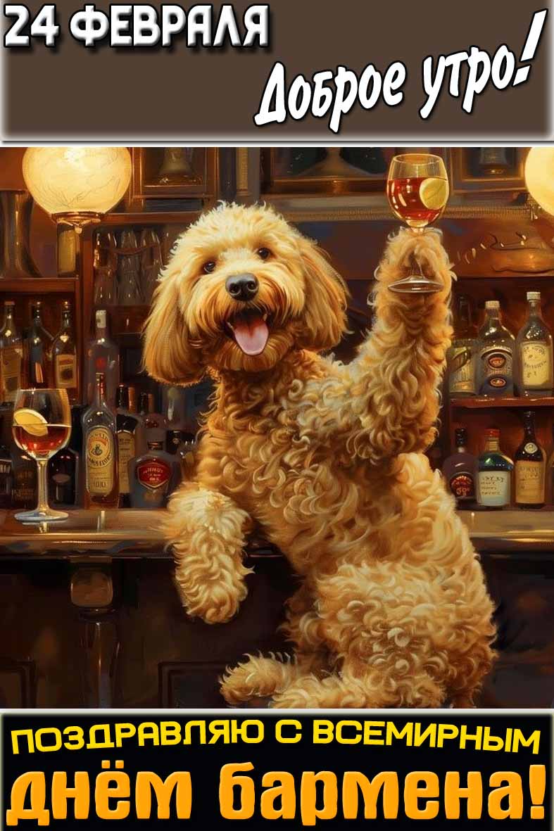 Картинка "24 февраля доброе утро! Поздравляю с Всемирным днём бармена!"