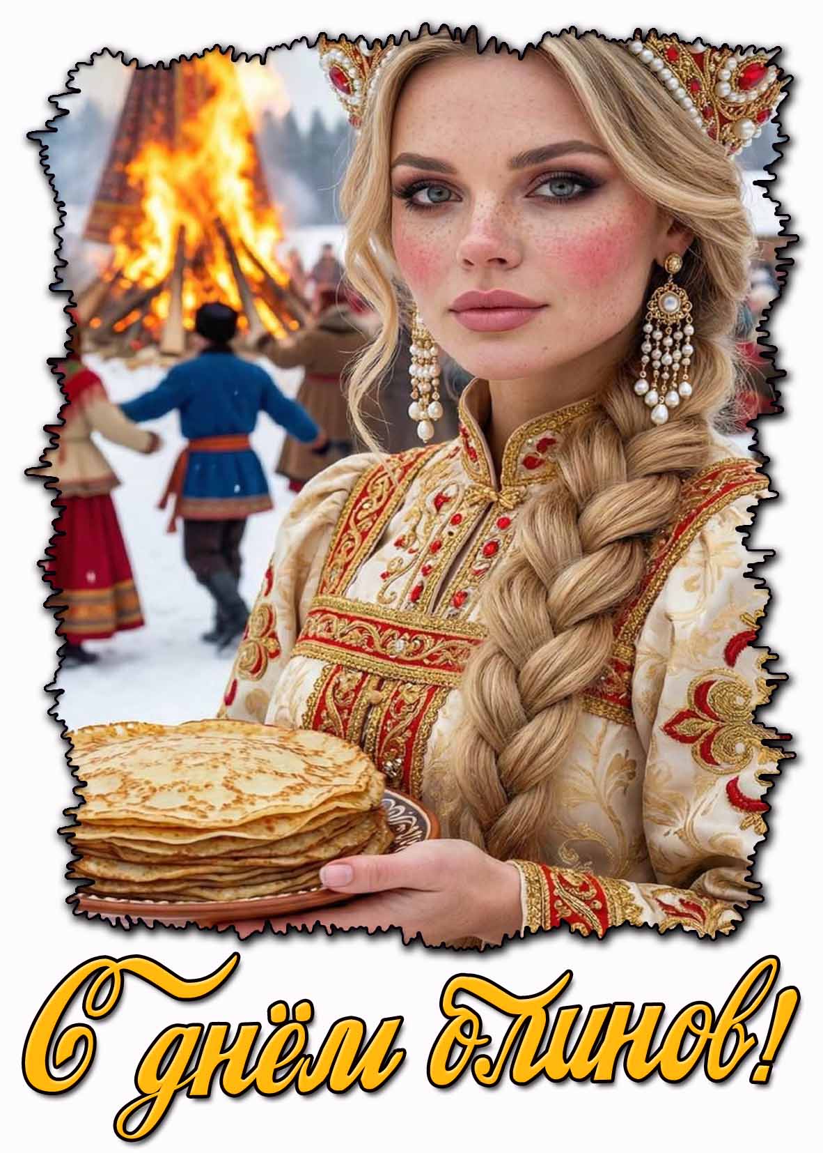 Красивая открытка "С днём блинов!"
