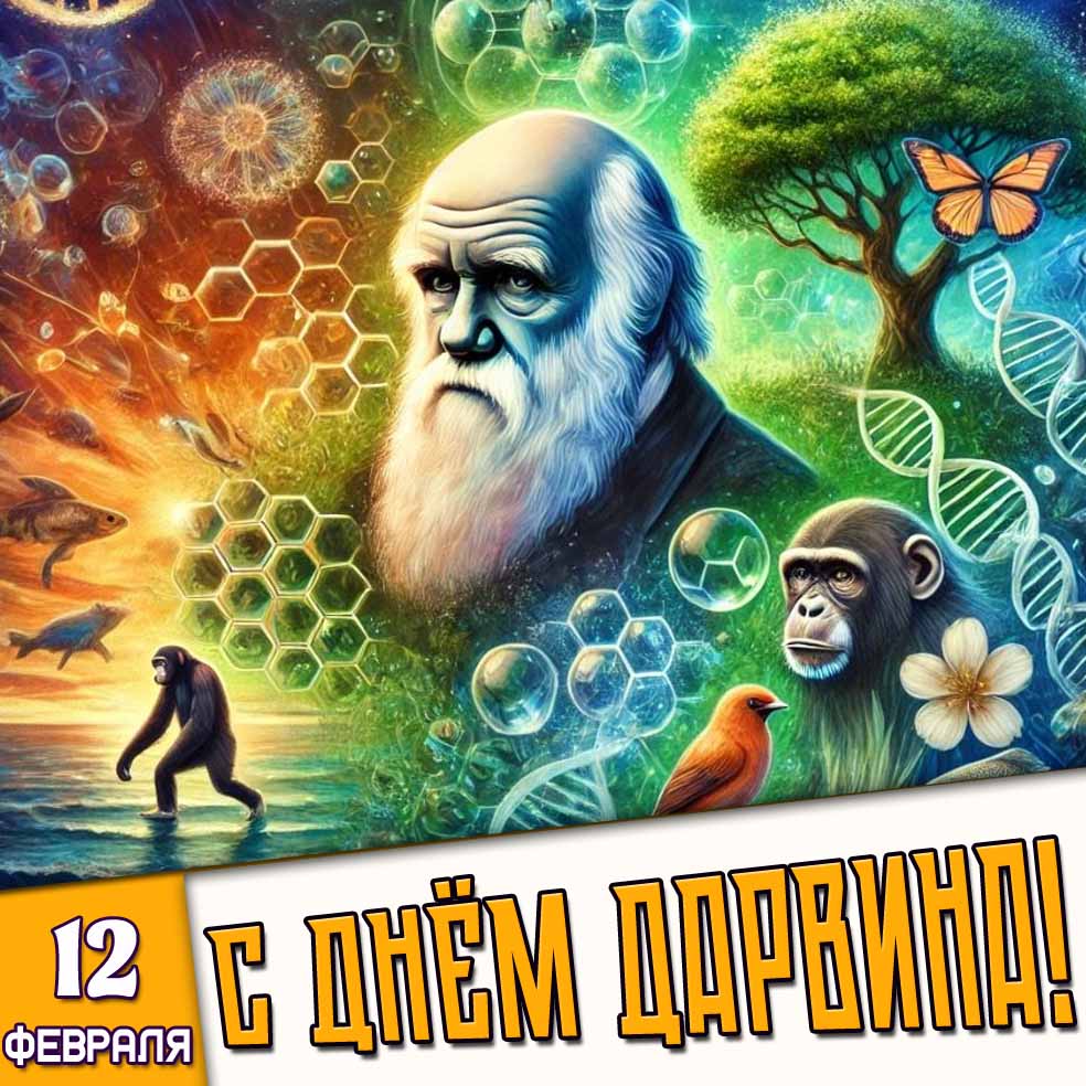 Картинка 12 февраля - с днём Дарвина!
