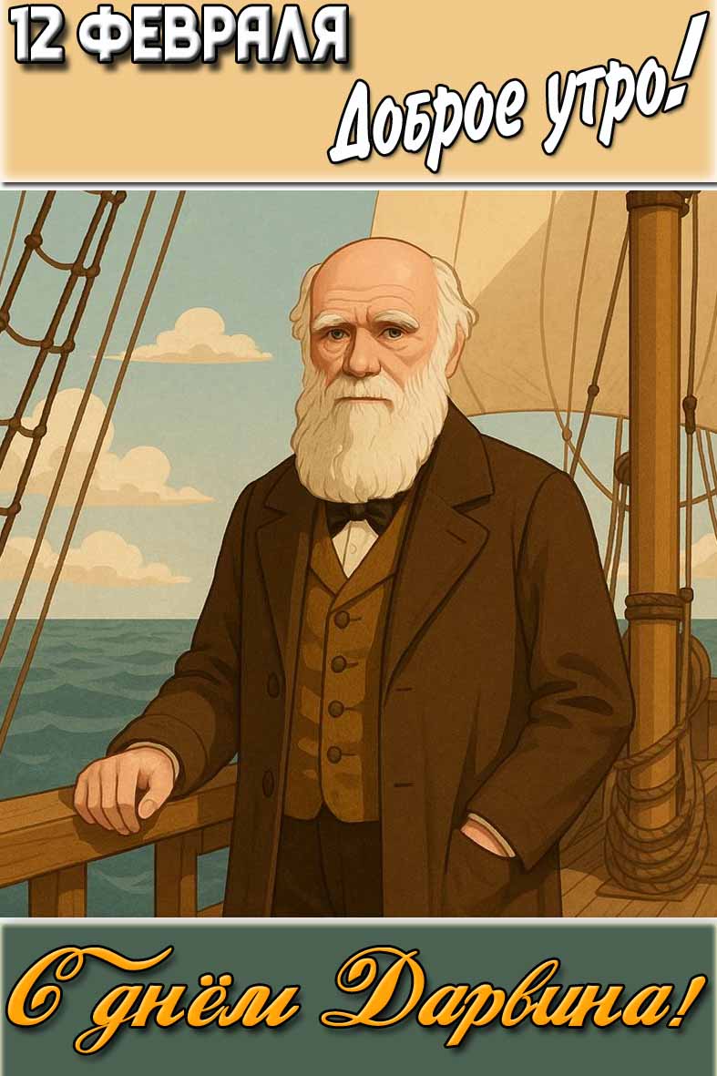 Картинка "12 февраля доброе утро! С днём Дарвина!"