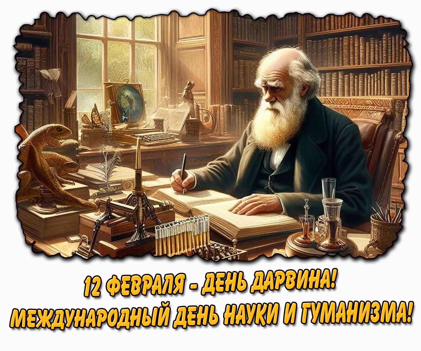 Картинка "12 февраля - день Дарвина! Международный день науки и гуманизма!"