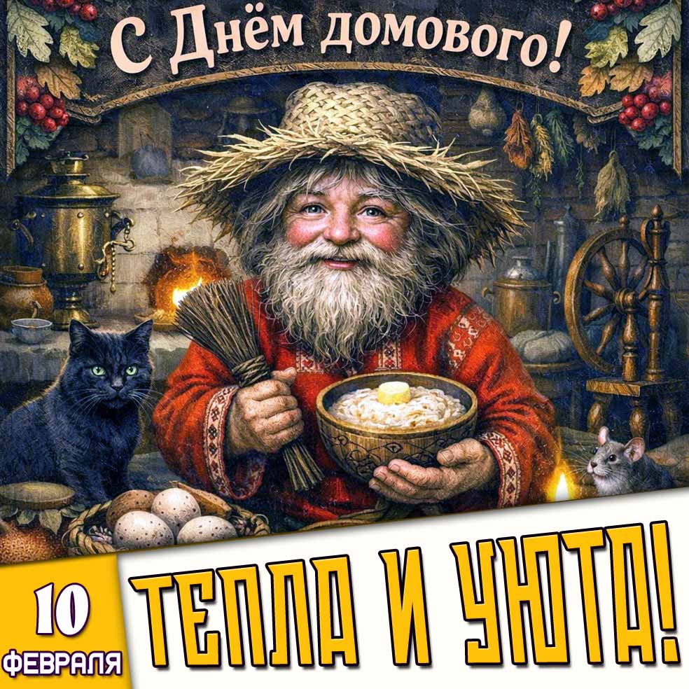 Открытка "С днём домового! Тепла и уюта!"