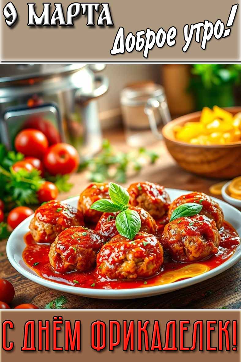 Картинка "9 марта доброе утро! С днём фрикаделек!"