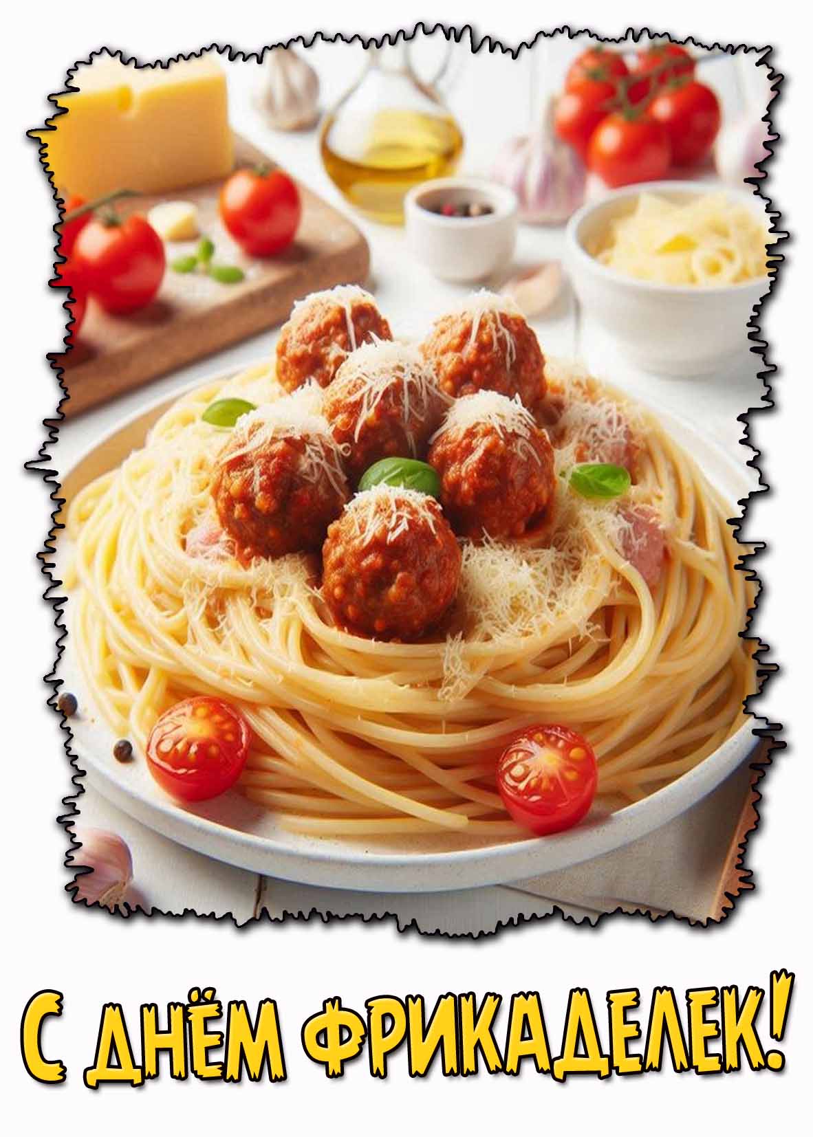 Открытка с днём фрикаделек