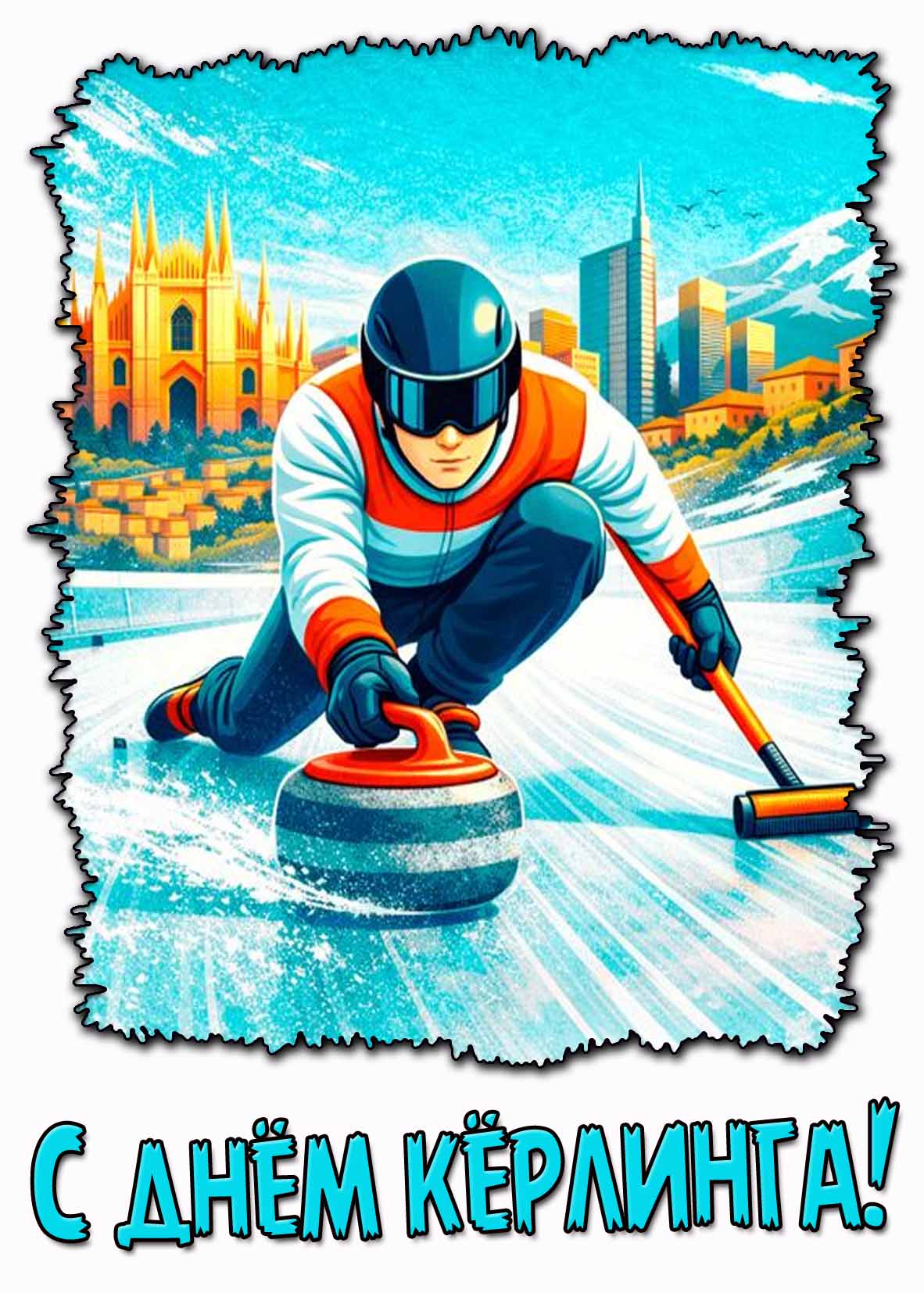 Красивая открытка с днём кёрлинга