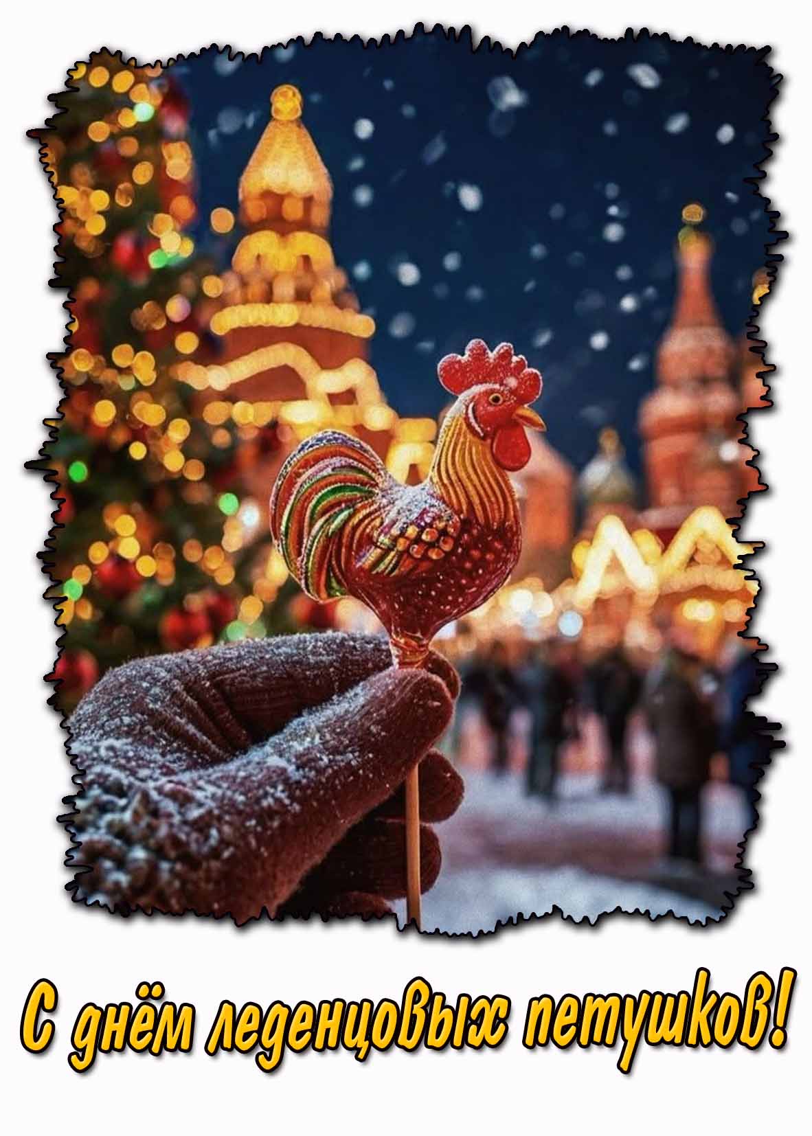 Красивая открытка с днём леденцовых петушков